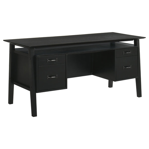 Coaster Furniture Goodson 801586 64-inch 4-Drawer Double Pedestal Computer Desk - Black