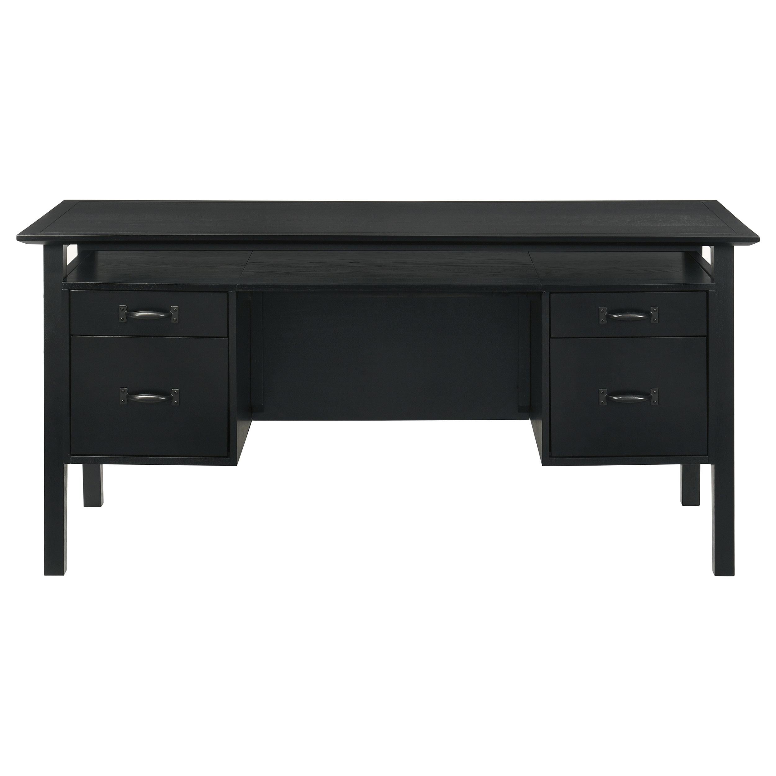  Coaster Furniture Goodson 801586 64-inch 4-Drawer Double Pedestal Computer Desk - Black IMAGE 2