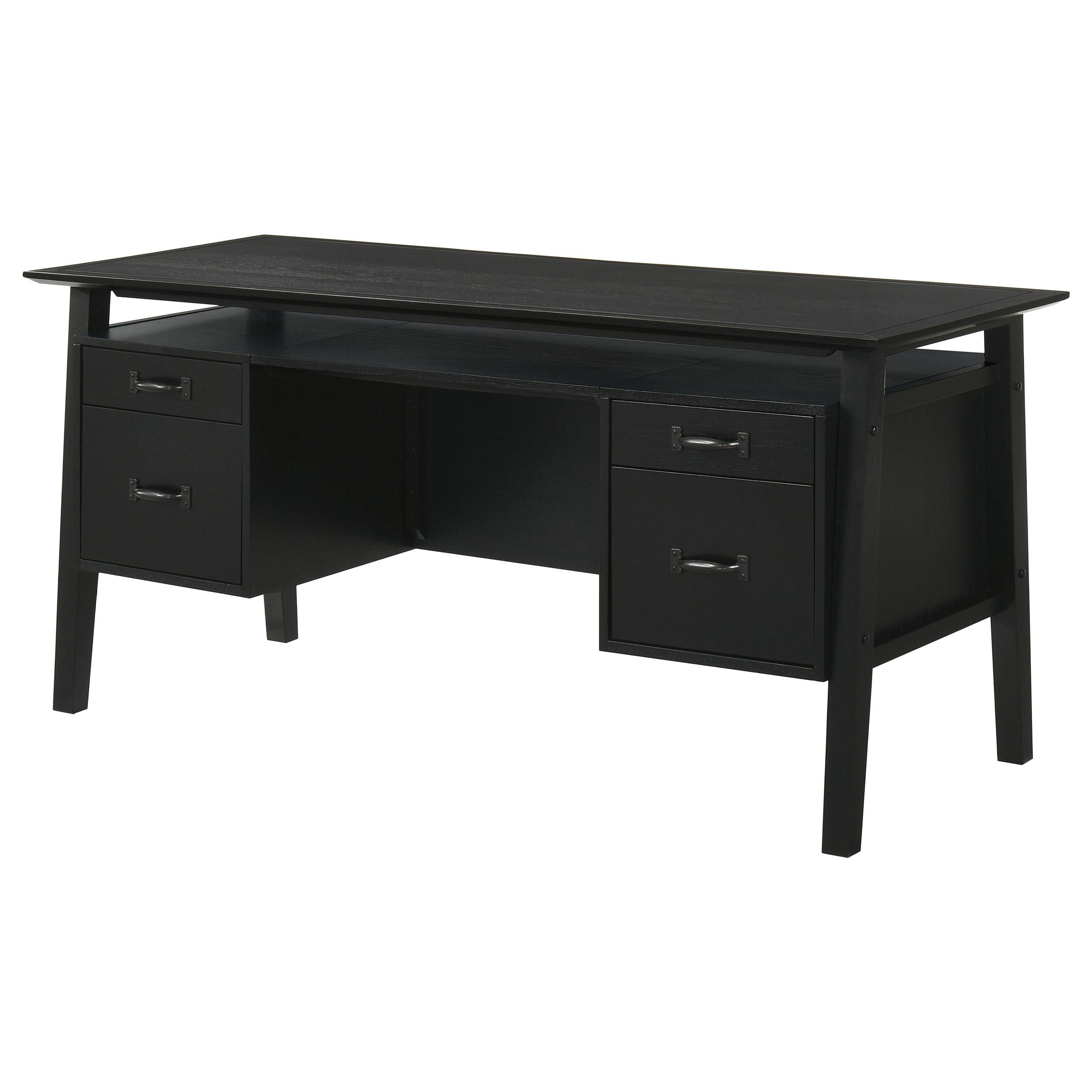  Coaster Furniture Goodson 801586 64-inch 4-Drawer Double Pedestal Computer Desk - Black IMAGE 4