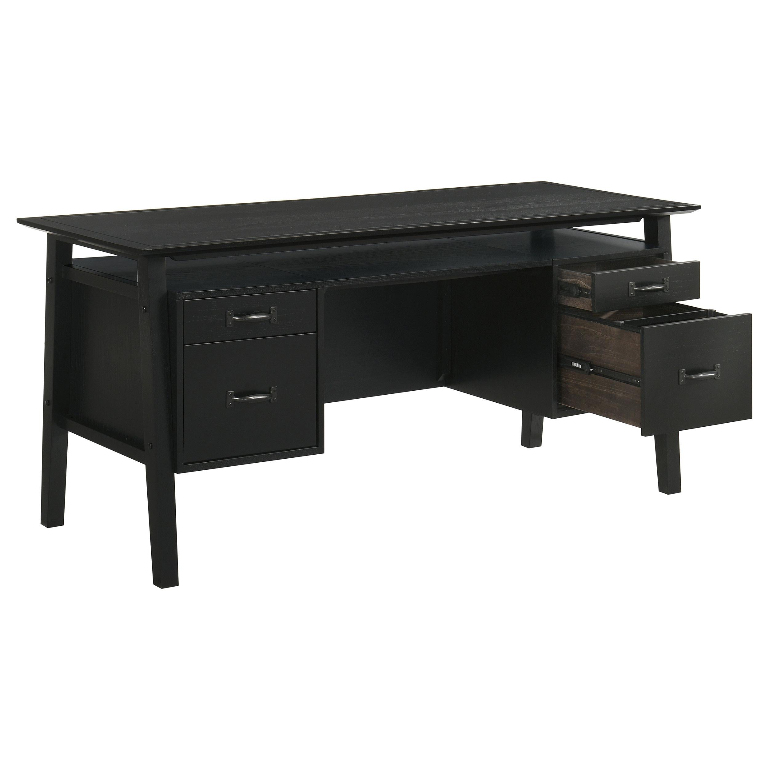  Coaster Furniture Goodson 801586 64-inch 4-Drawer Double Pedestal Computer Desk - Black IMAGE 5