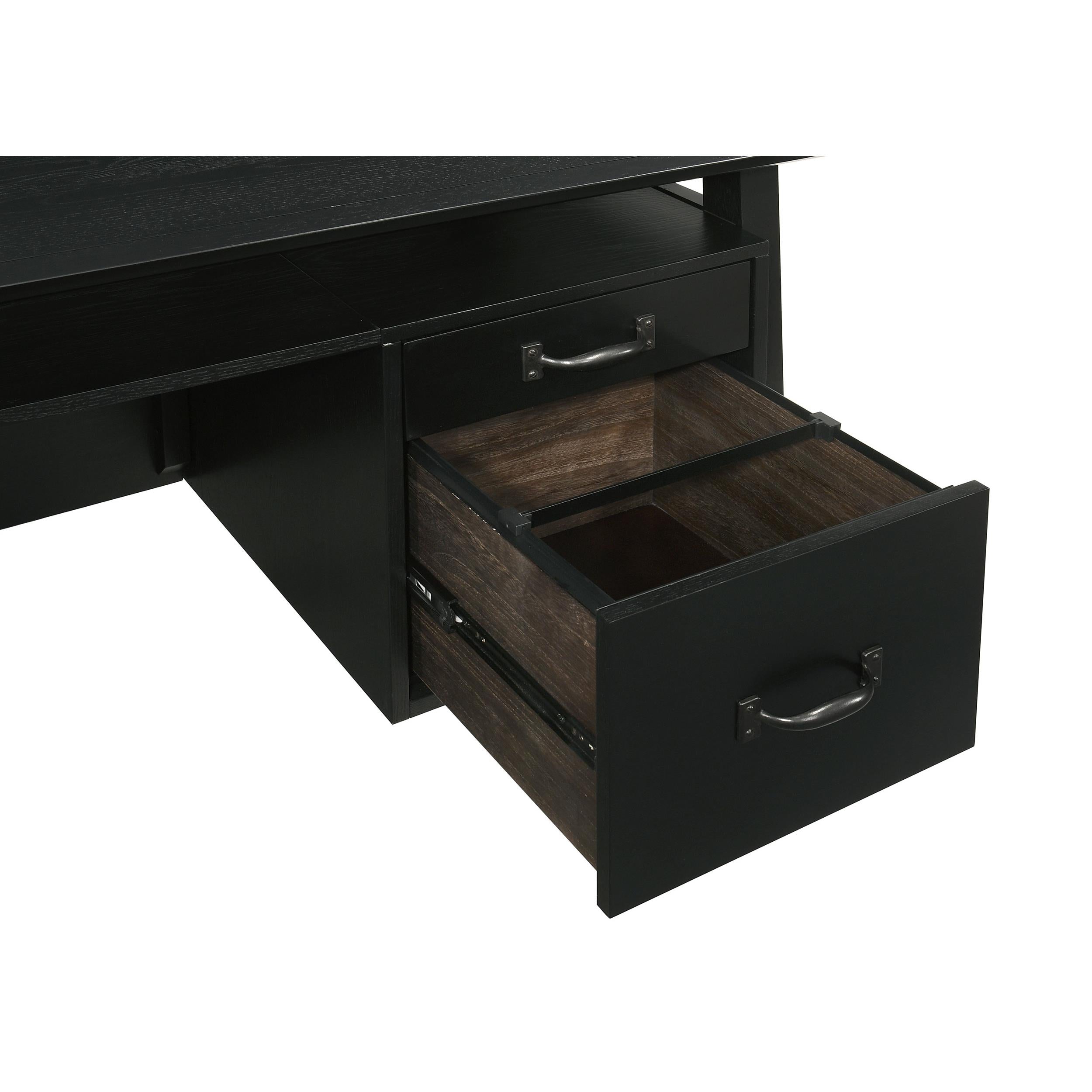  Coaster Furniture Goodson 801586 64-inch 4-Drawer Double Pedestal Computer Desk - Black IMAGE 8