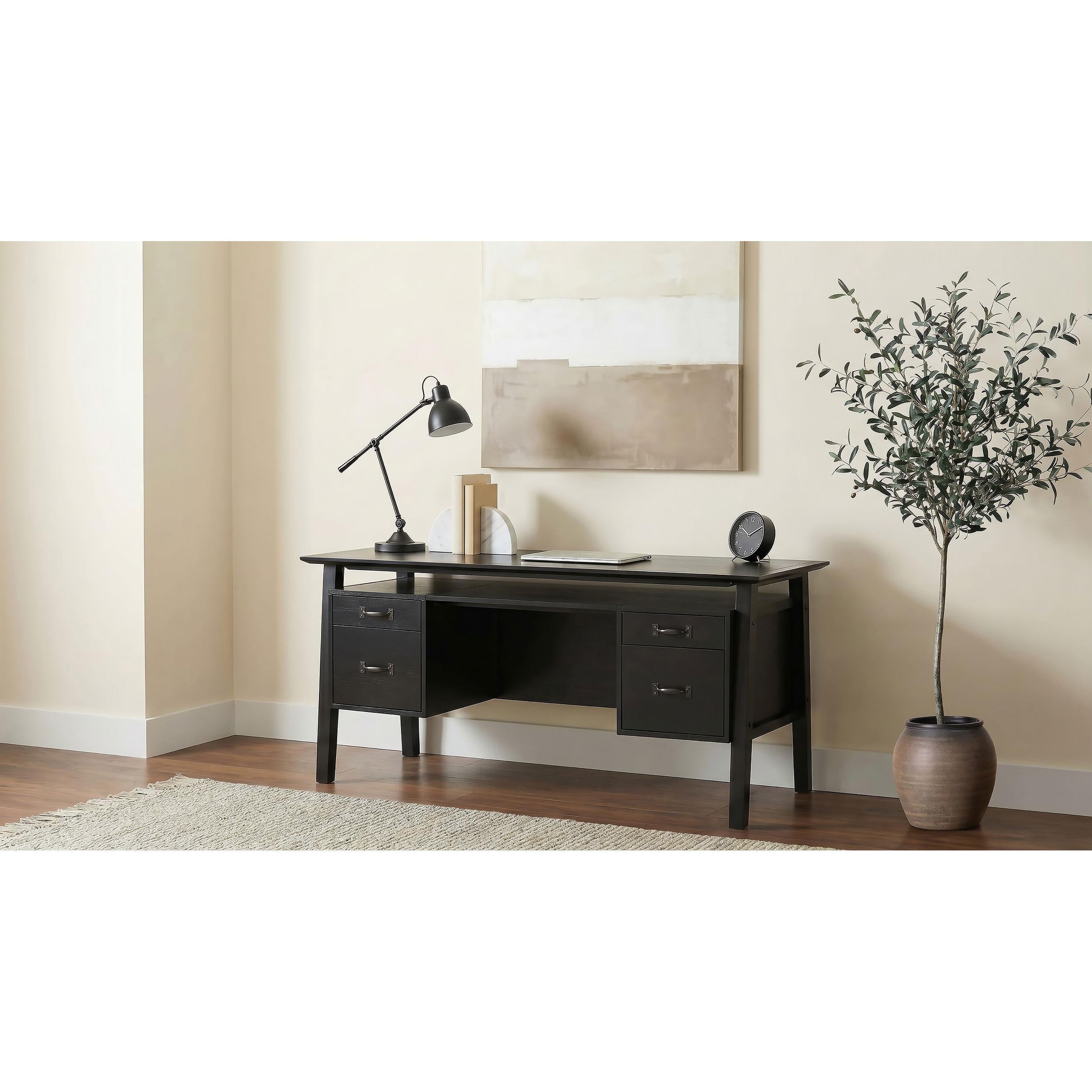  Coaster Furniture Goodson 801586 64-inch 4-Drawer Double Pedestal Computer Desk - Black IMAGE 9
