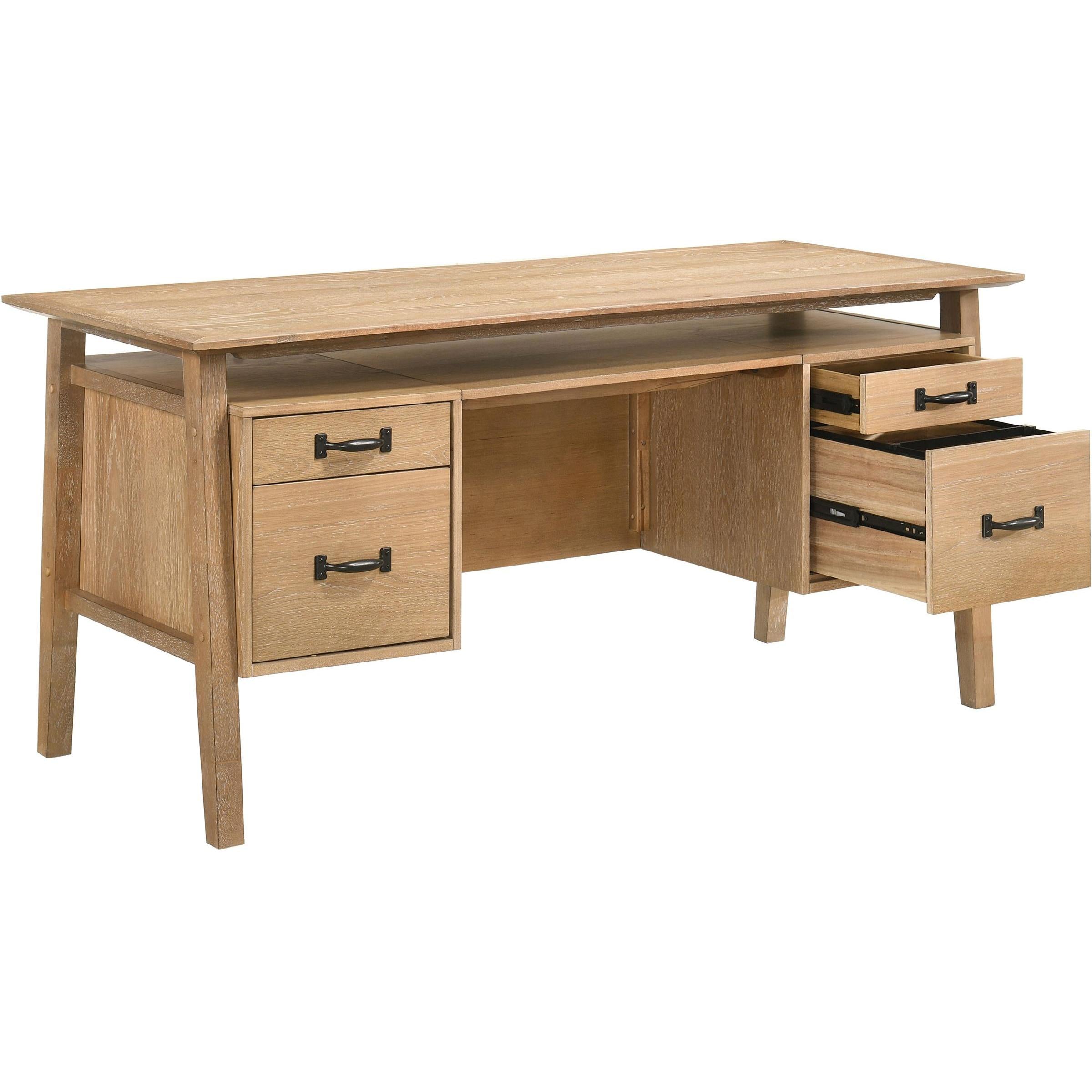  Coaster Furniture Goodson 801587 64-inch 4-Drawer Double Pedestal Computer Desk  - Distressed Light Brown IMAGE 1