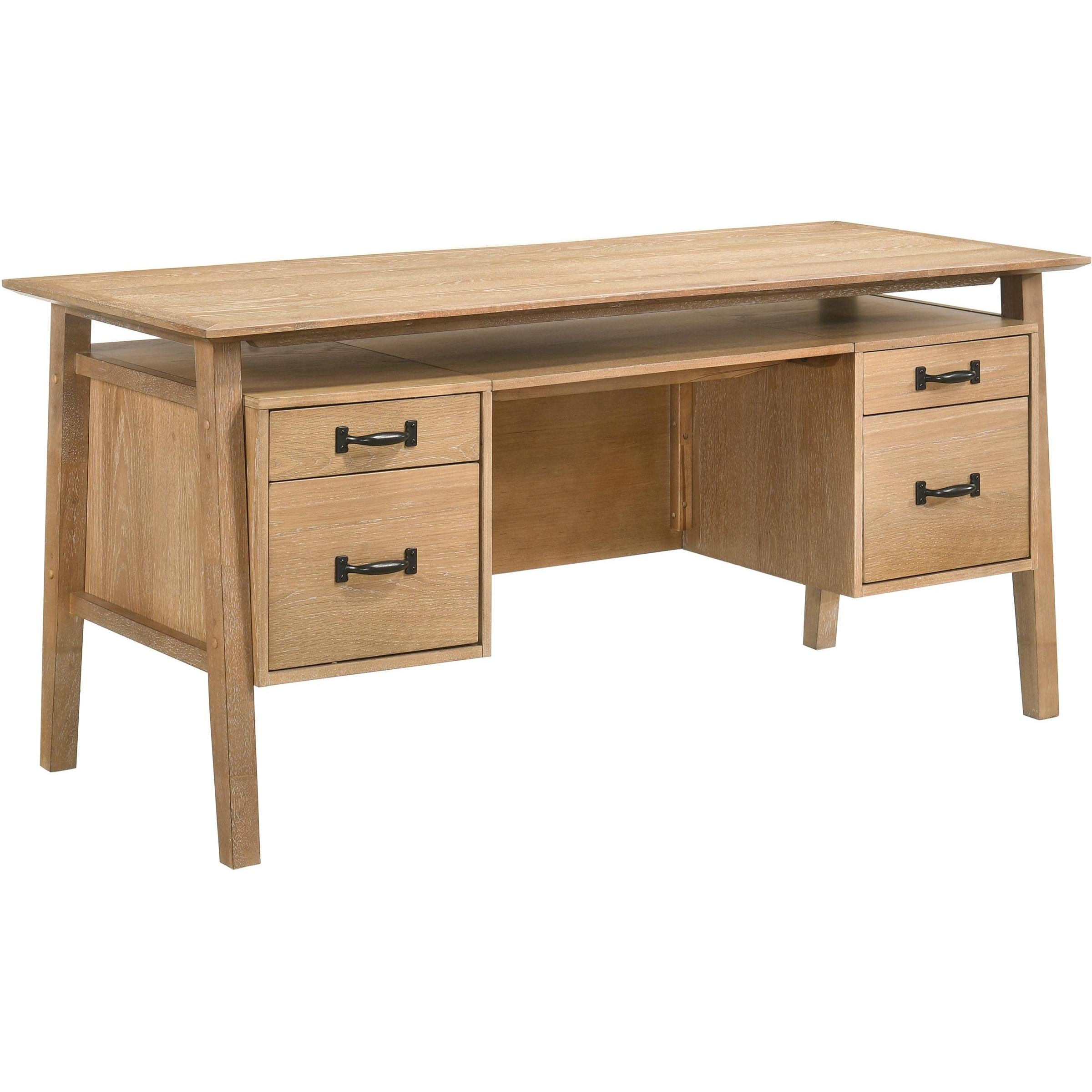  Coaster Furniture Goodson 801587 64-inch 4-Drawer Double Pedestal Computer Desk  - Distressed Light Brown IMAGE 4