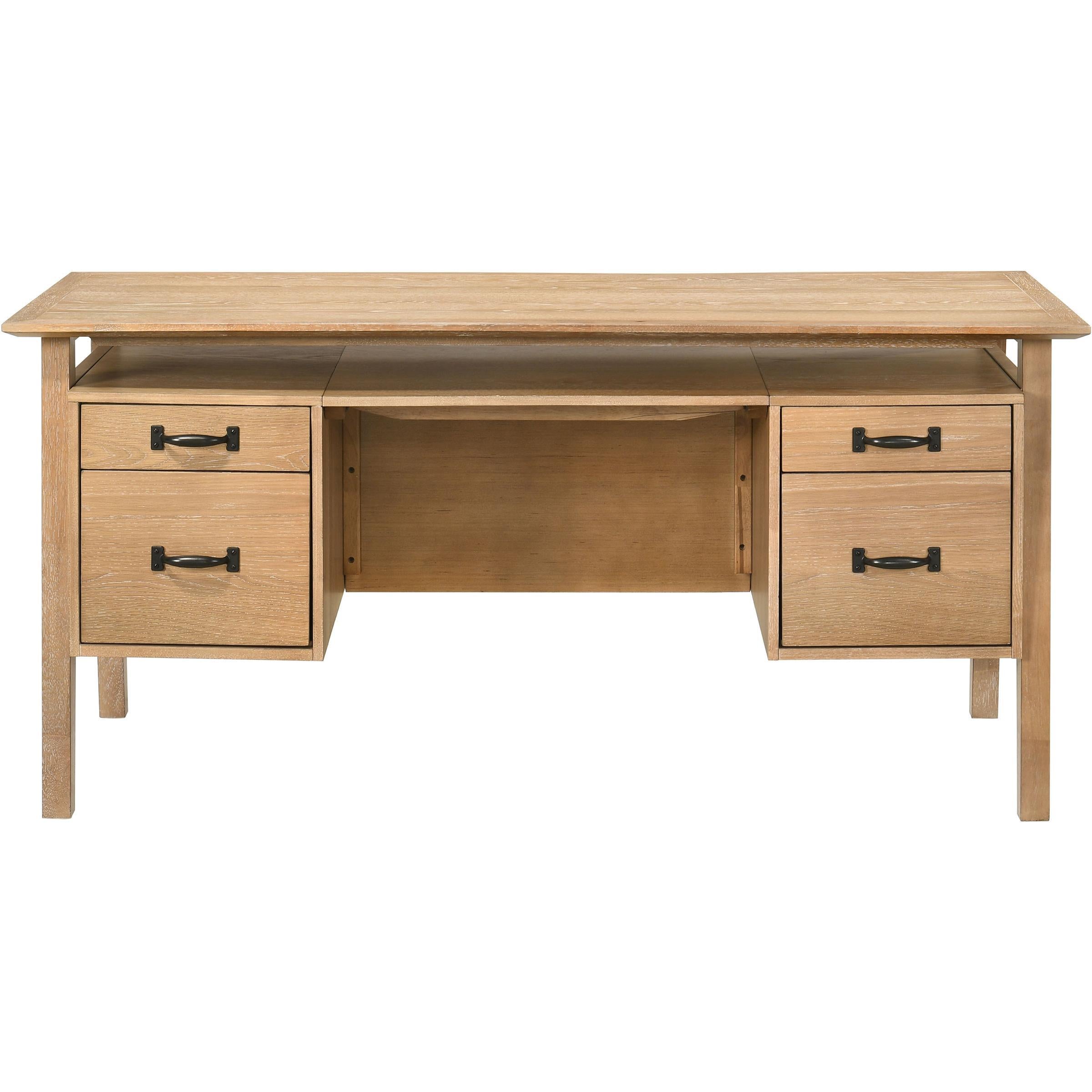  Coaster Furniture Goodson 801587 64-inch 4-Drawer Double Pedestal Computer Desk  - Distressed Light Brown IMAGE 5