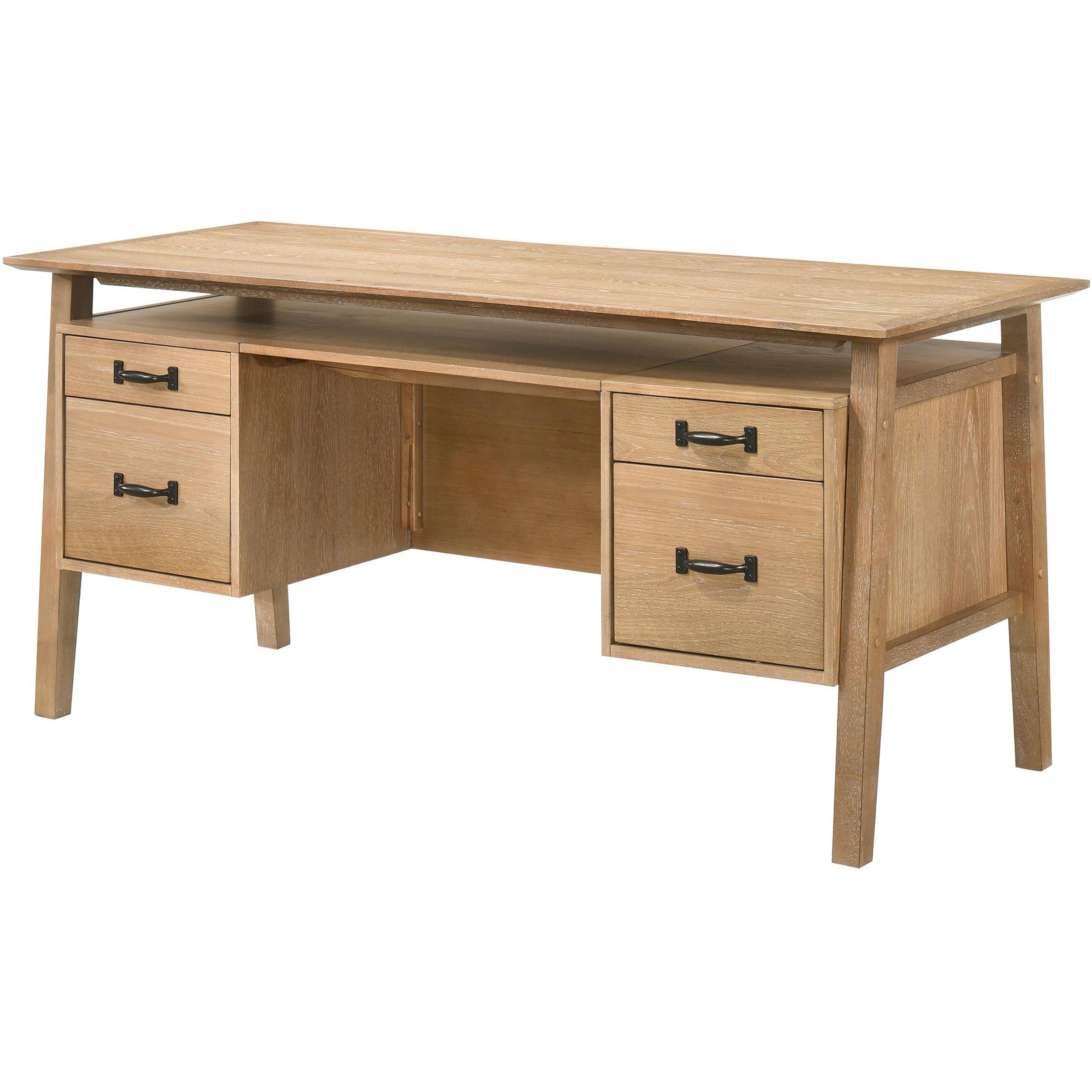  Coaster Furniture Goodson 801587 64-inch 4-Drawer Double Pedestal Computer Desk  - Distressed Light Brown IMAGE 6