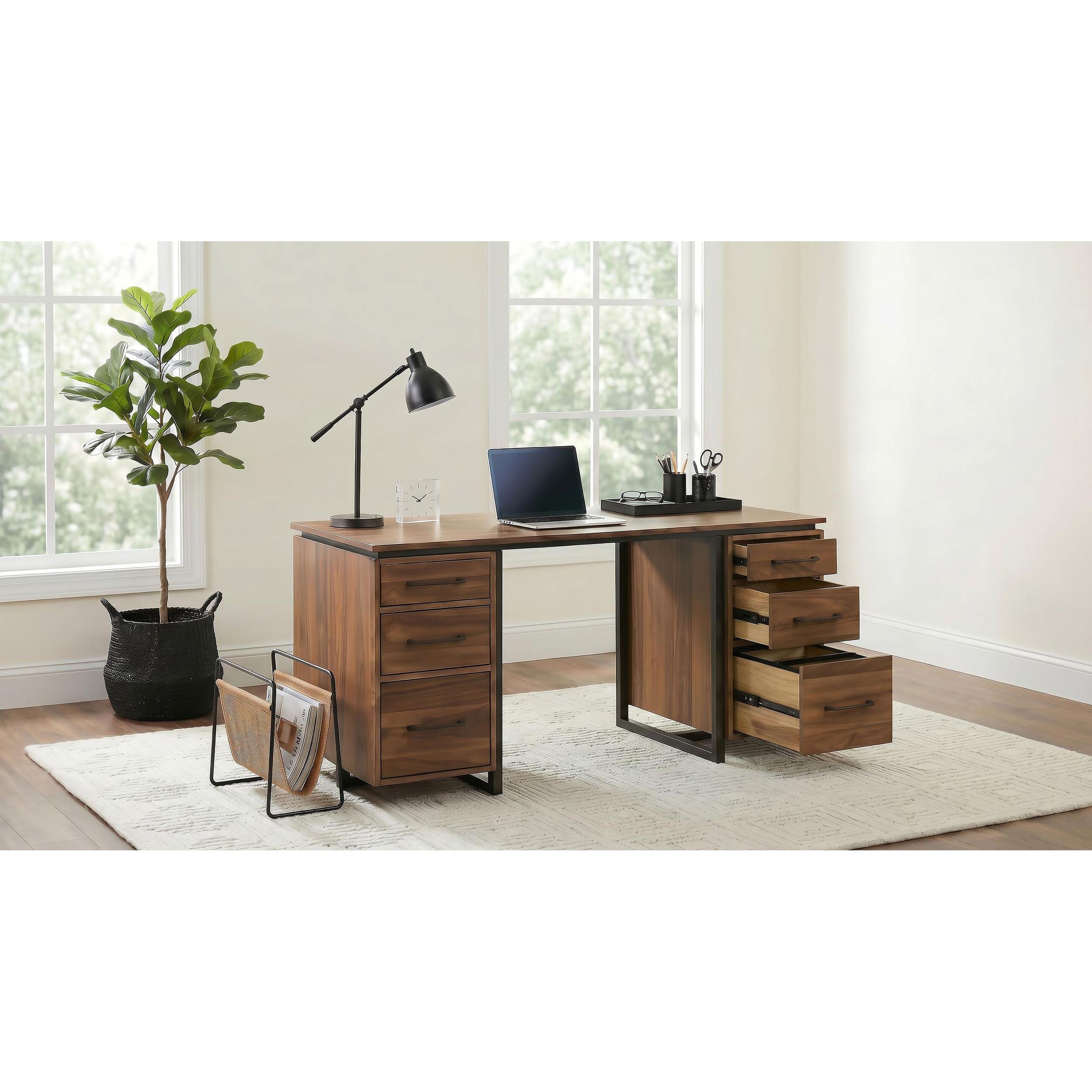  Coaster Furniture Berhalter 801596 6-Drawer Double Pedestal File Computer Desk IMAGE 3