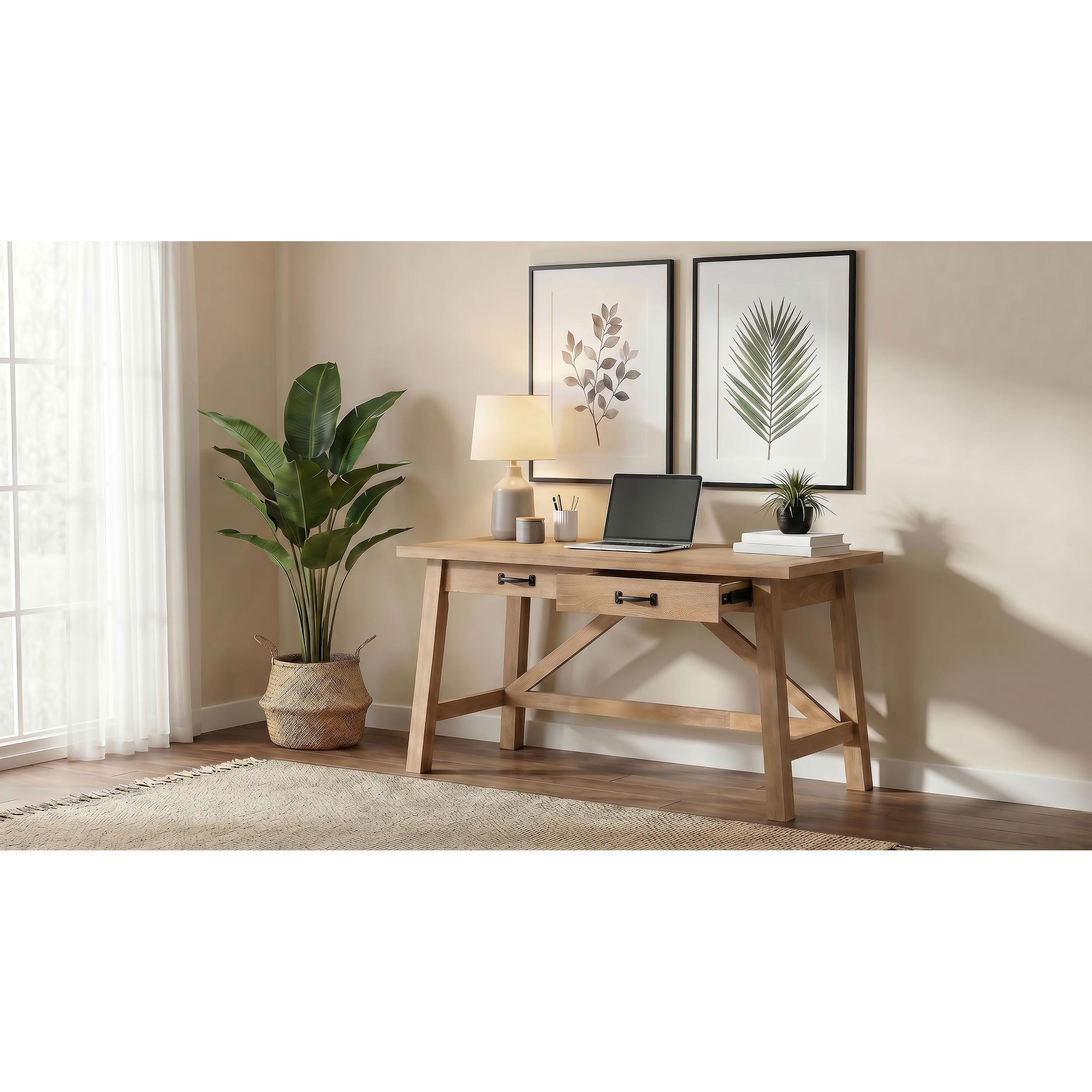  Coaster Furniture Fabian 801605 54-inch 2-drawer Computer Writing Desk  - Distressed Light Brown IMAGE 3