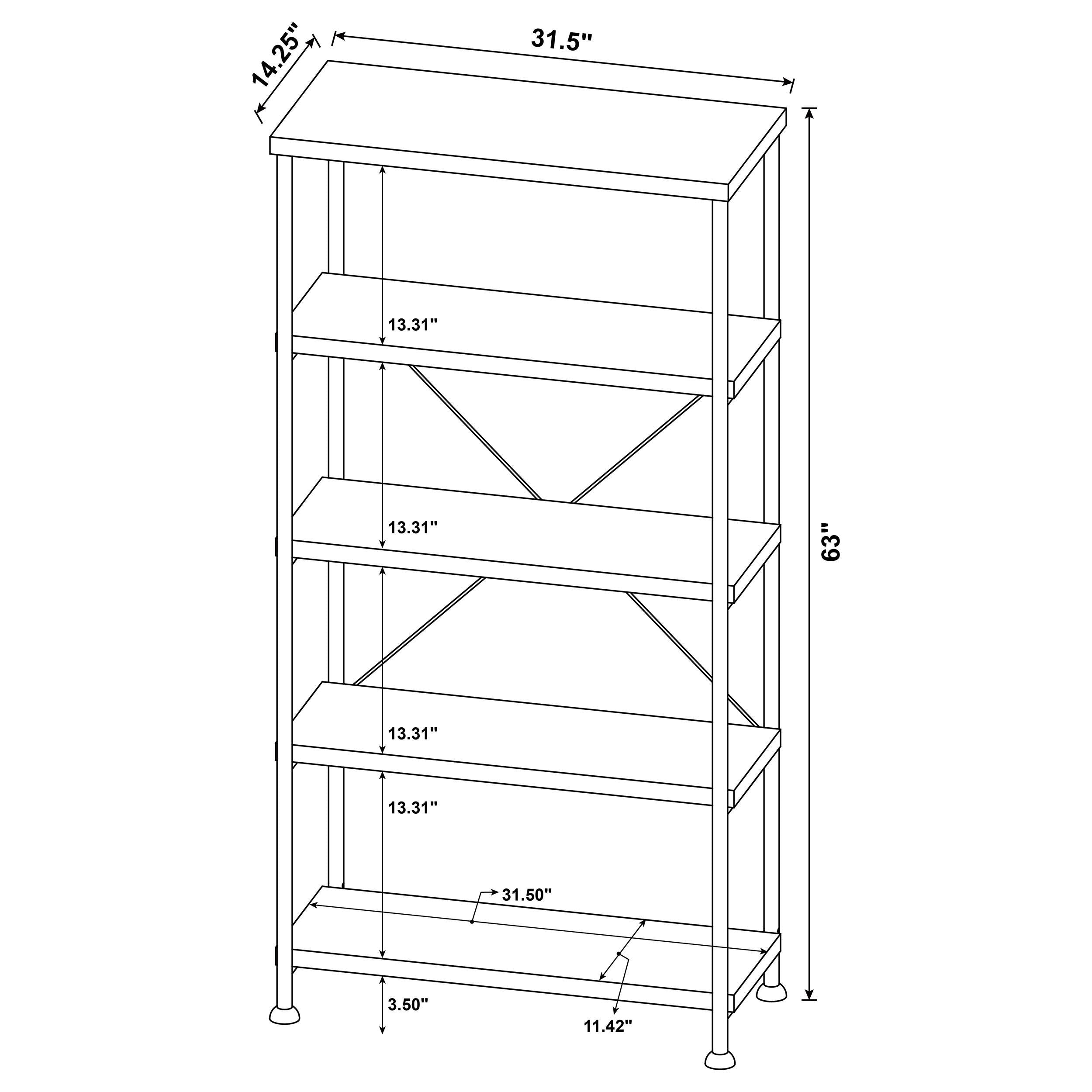  Coaster Furniture Analiese 802003 63-inch 4-shelf Bookshelf - Mango IMAGE 9