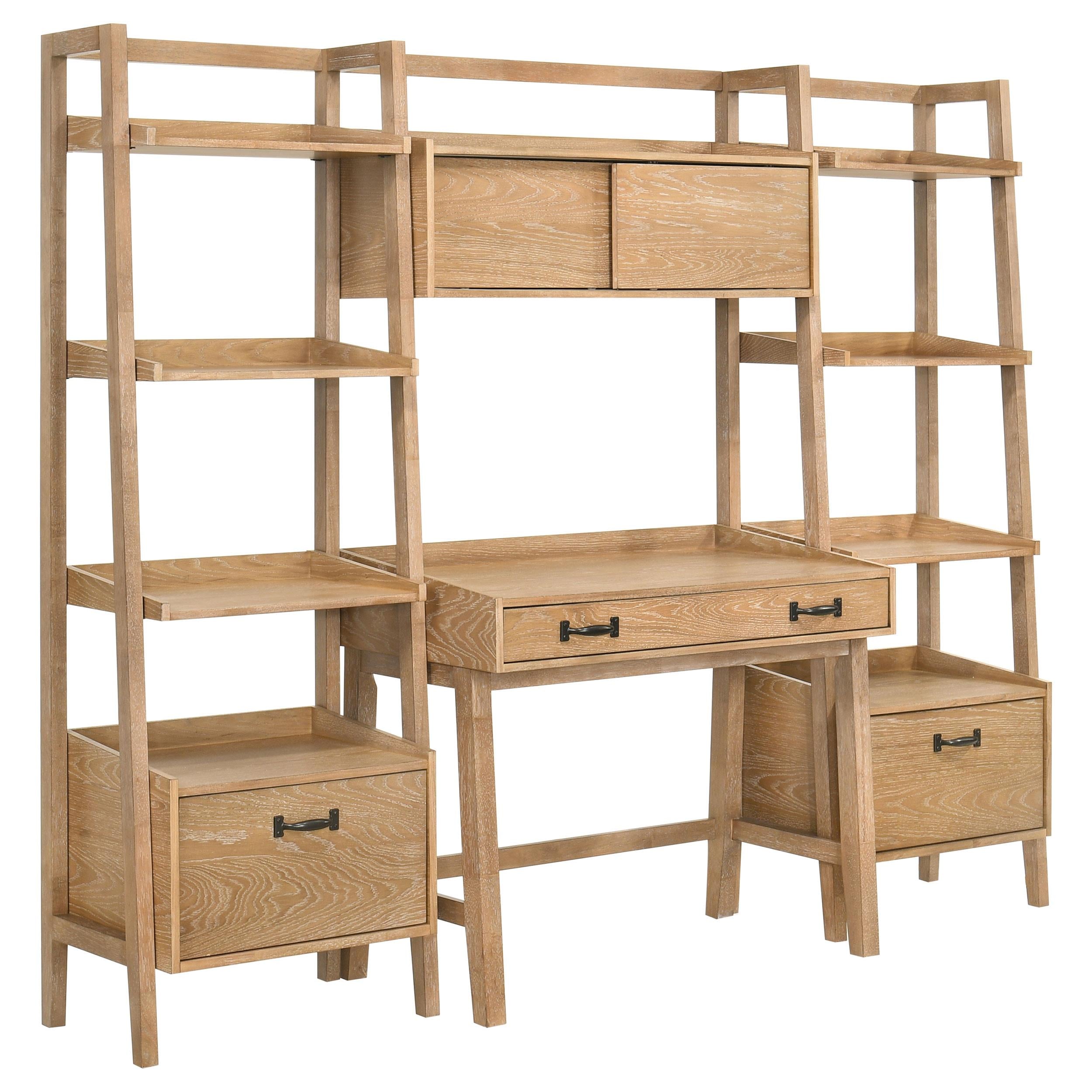  Coaster Furniture Fabian 802041-SET 4-piece Computer Desk and Bookshelf Set  - Distressed Light Brown IMAGE 1