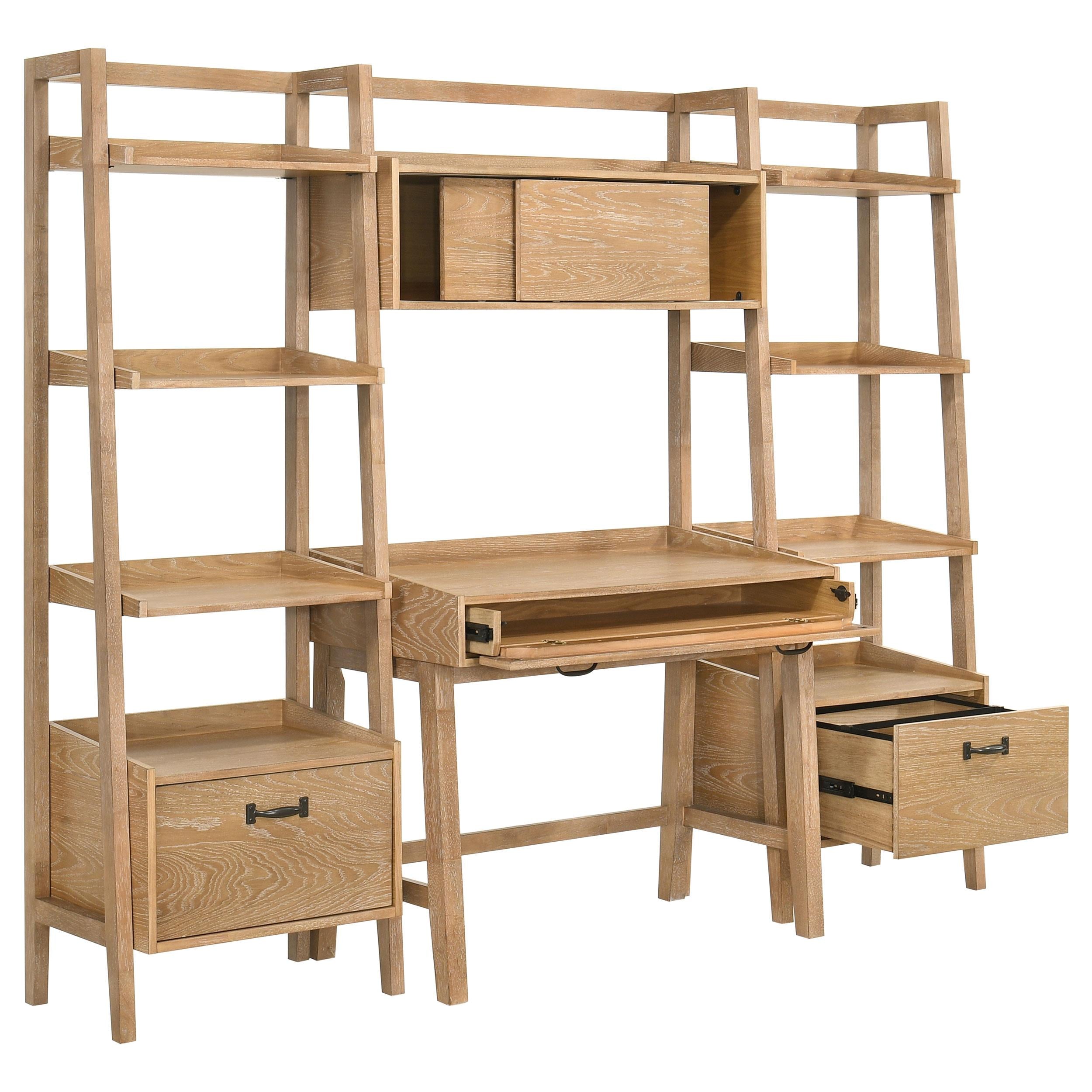  Coaster Furniture Fabian 802041-SET 4-piece Computer Desk and Bookshelf Set  - Distressed Light Brown IMAGE 10