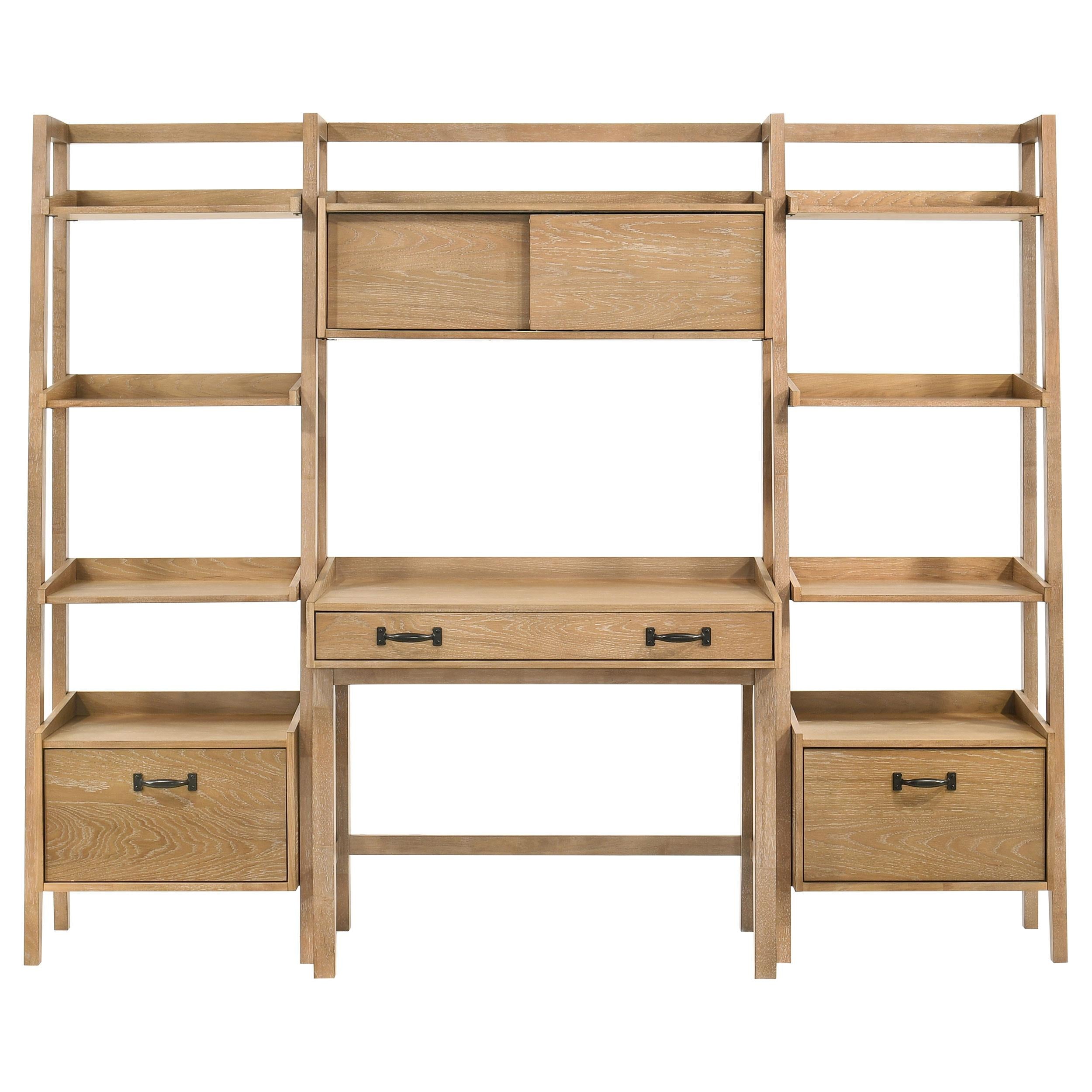  Coaster Furniture Fabian 802041-SET 4-piece Computer Desk and Bookshelf Set  - Distressed Light Brown IMAGE 3