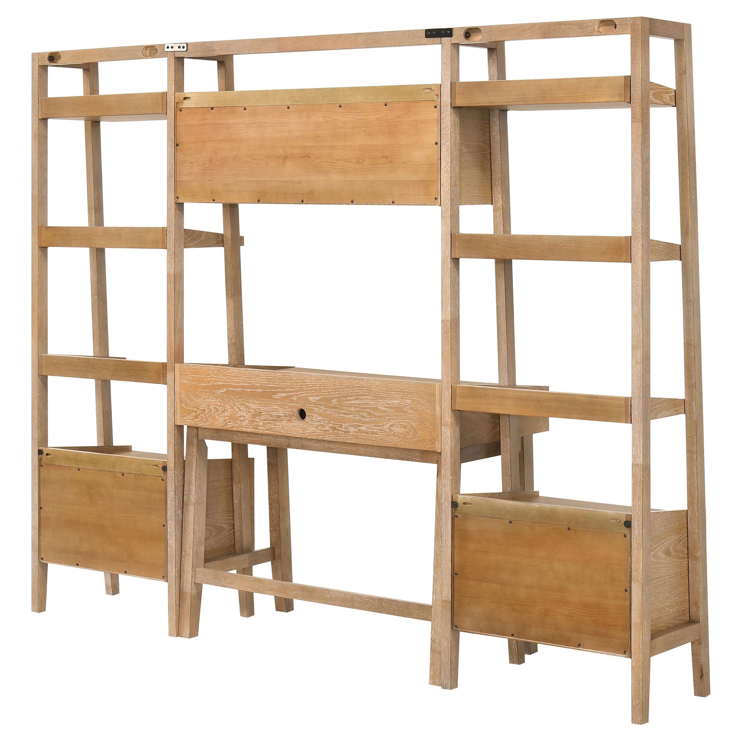  Coaster Furniture Fabian 802041-SET 4-piece Computer Desk and Bookshelf Set  - Distressed Light Brown IMAGE 5