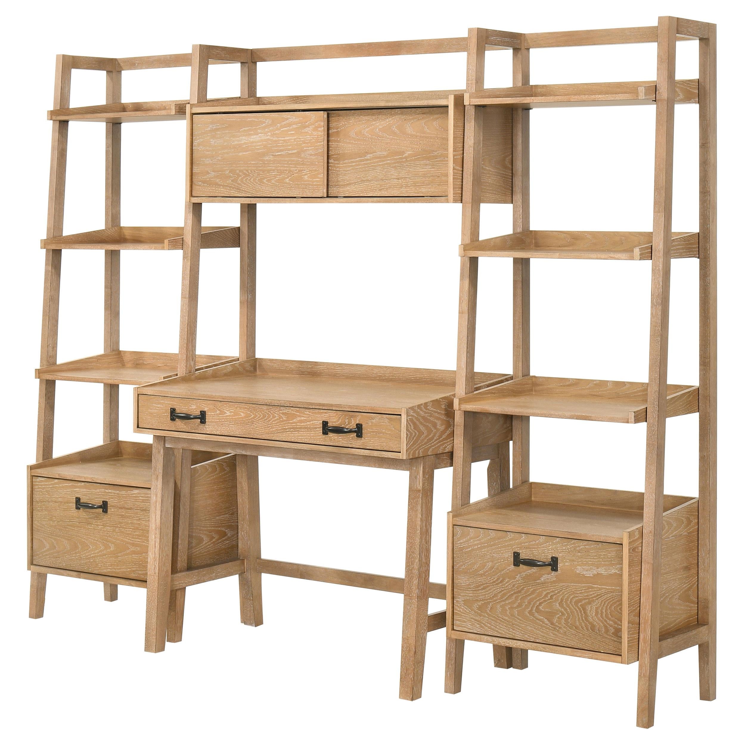 Coaster Furniture Fabian 802041-SET 4-piece Computer Desk and Bookshelf Set  - Distressed Light Brown IMAGE 6