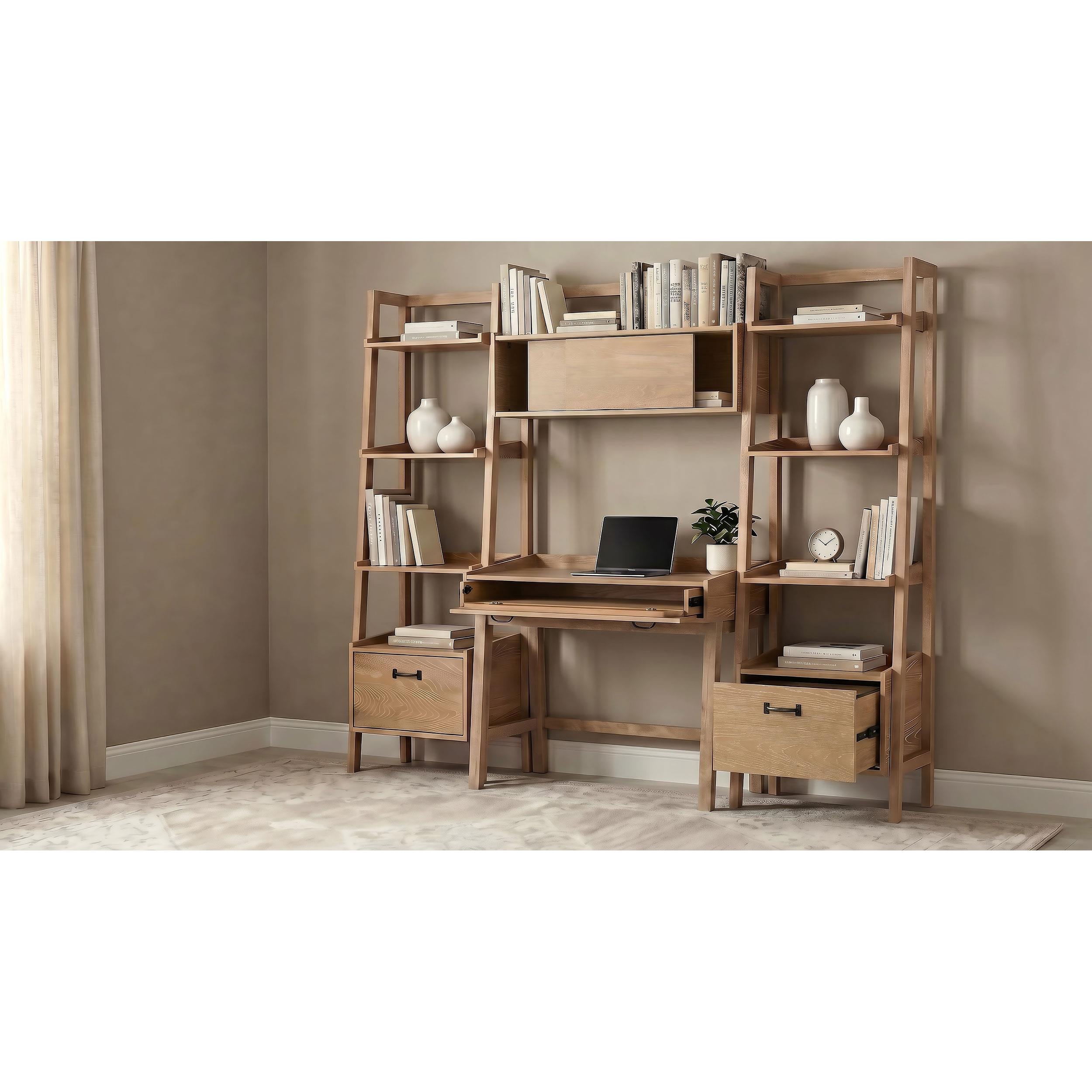  Coaster Furniture Fabian 802041-SET 4-piece Computer Desk and Bookshelf Set  - Distressed Light Brown IMAGE 7
