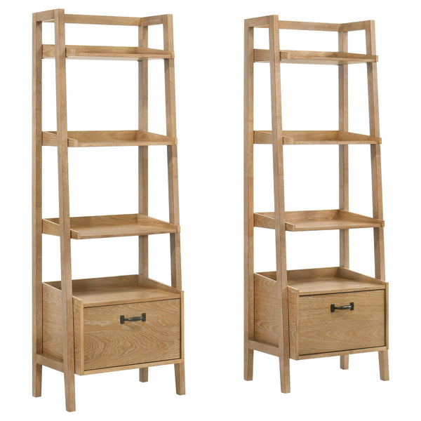 Coaster Furniture Fabian 802043 2-piece 3-shelf Bookshelf with Drawer  - Distressed Light Brown