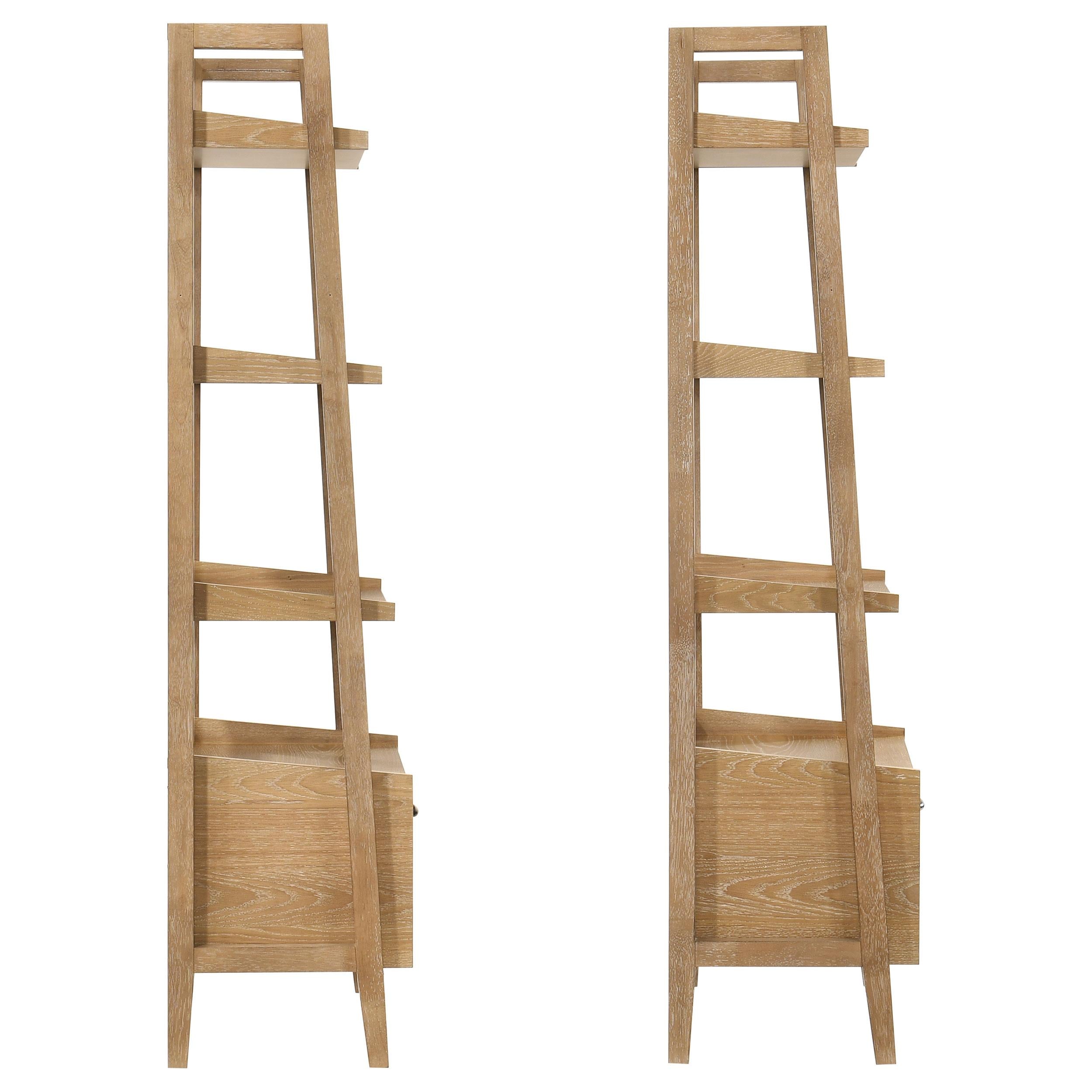 Coaster Furniture Fabian 802043 2-piece 3-shelf Bookshelf with Drawer  - Distressed Light Brown IMAGE 10