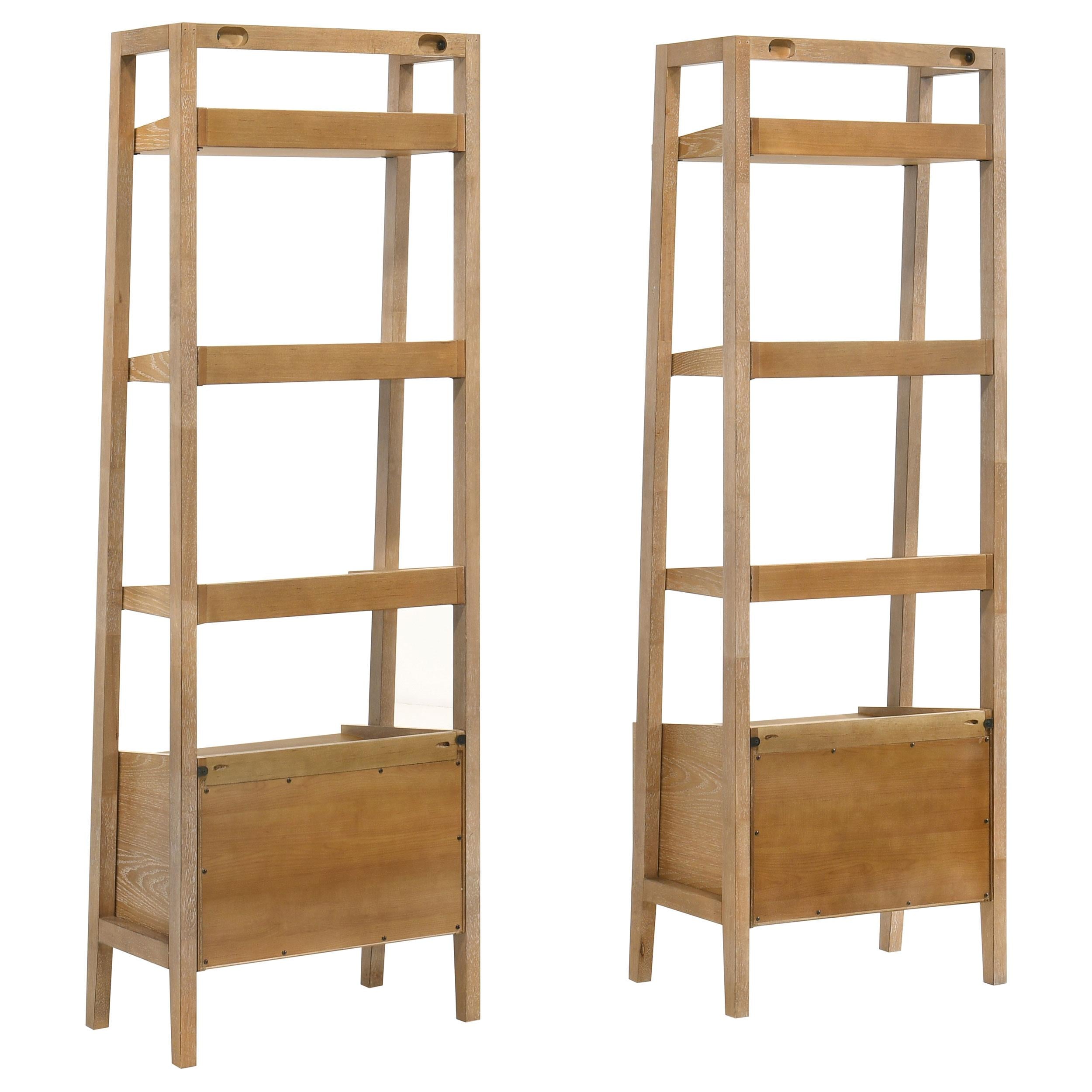  Coaster Furniture Fabian 802043 2-piece 3-shelf Bookshelf with Drawer  - Distressed Light Brown IMAGE 3
