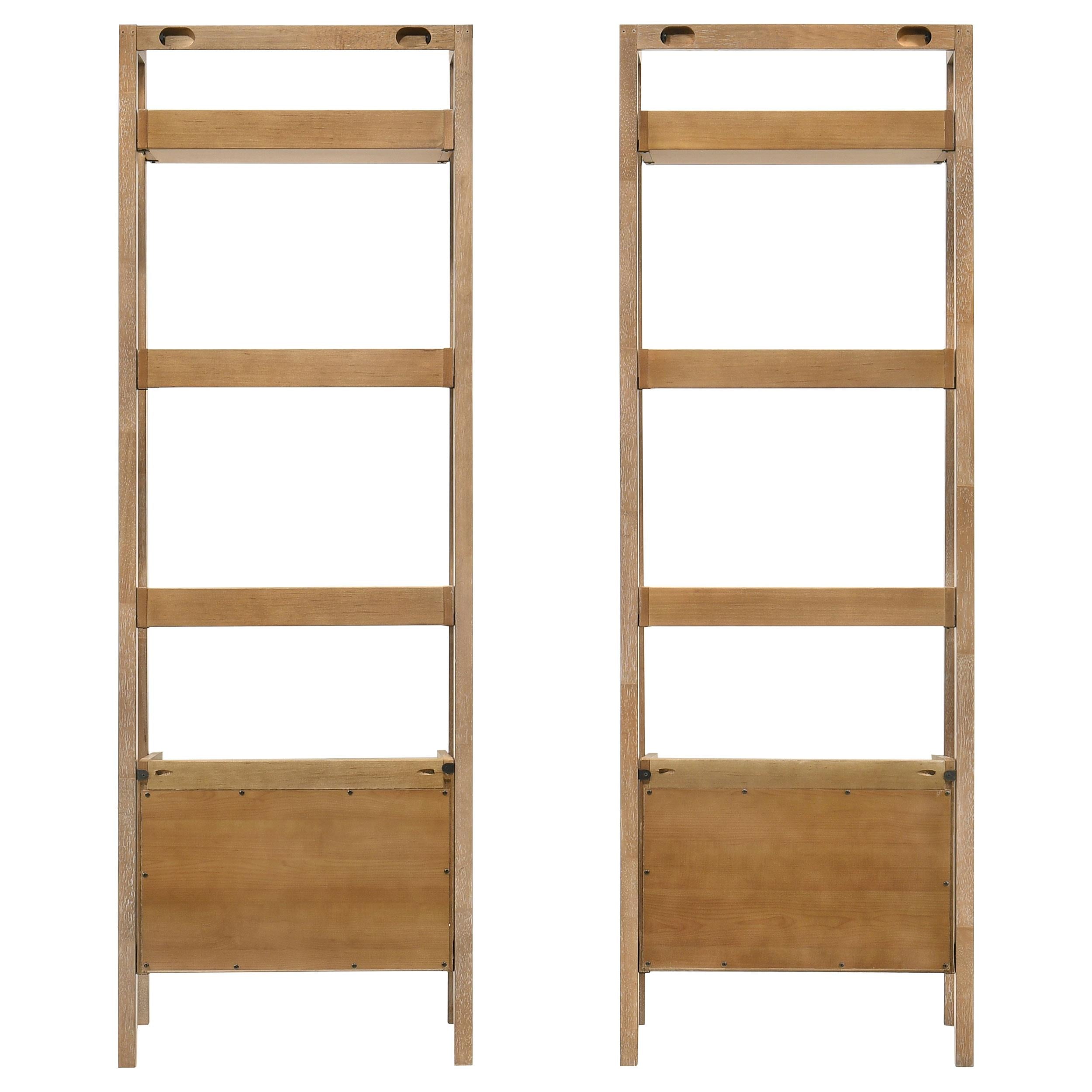  Coaster Furniture Fabian 802043 2-piece 3-shelf Bookshelf with Drawer  - Distressed Light Brown IMAGE 5