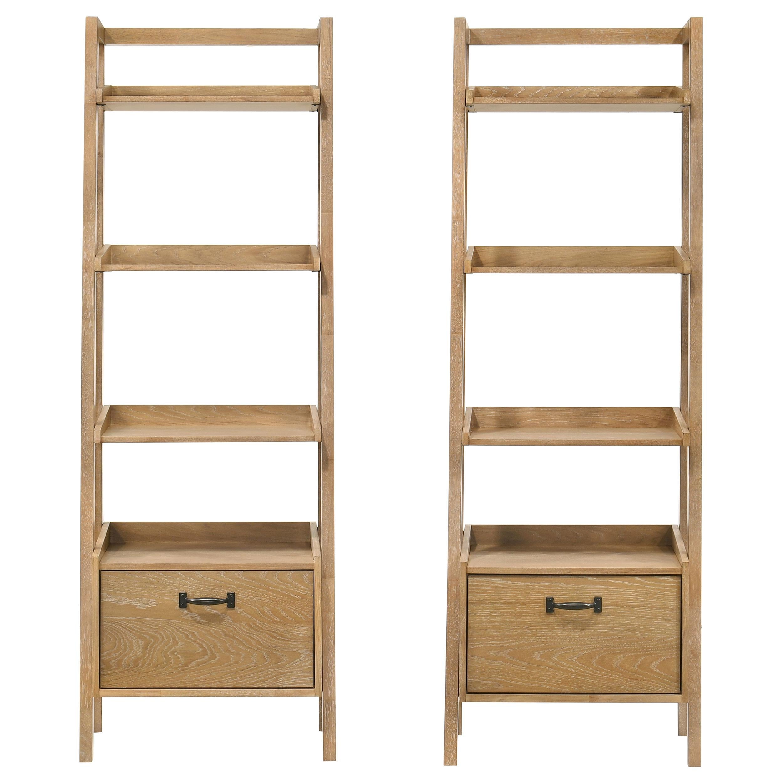  Coaster Furniture Fabian 802043 2-piece 3-shelf Bookshelf with Drawer  - Distressed Light Brown IMAGE 7