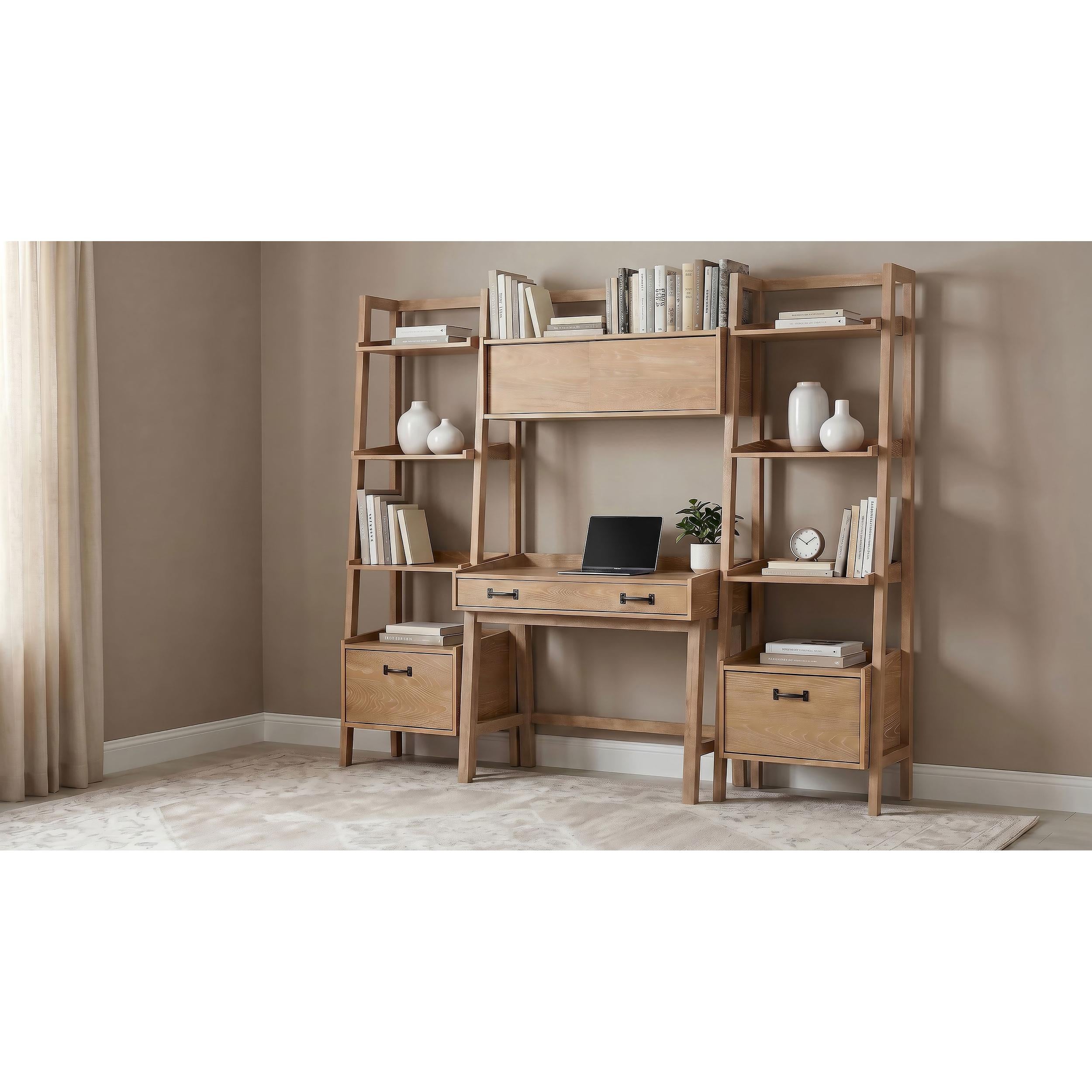  Coaster Furniture Fabian 802044 Bookshelf Bridge with Cubbies  - Distressed Light Brown IMAGE 10