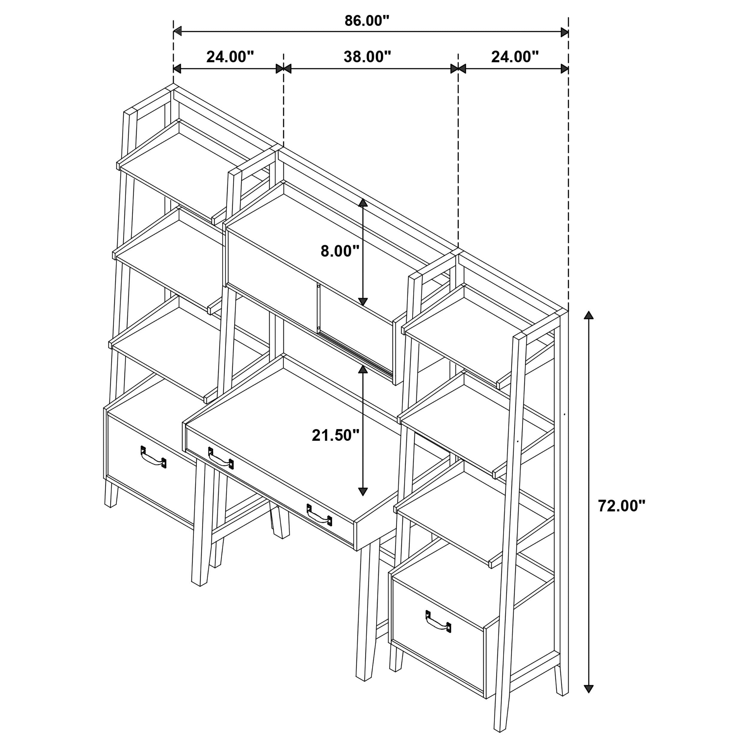  Coaster Furniture Fabian 802044 Bookshelf Bridge with Cubbies  - Distressed Light Brown IMAGE 11