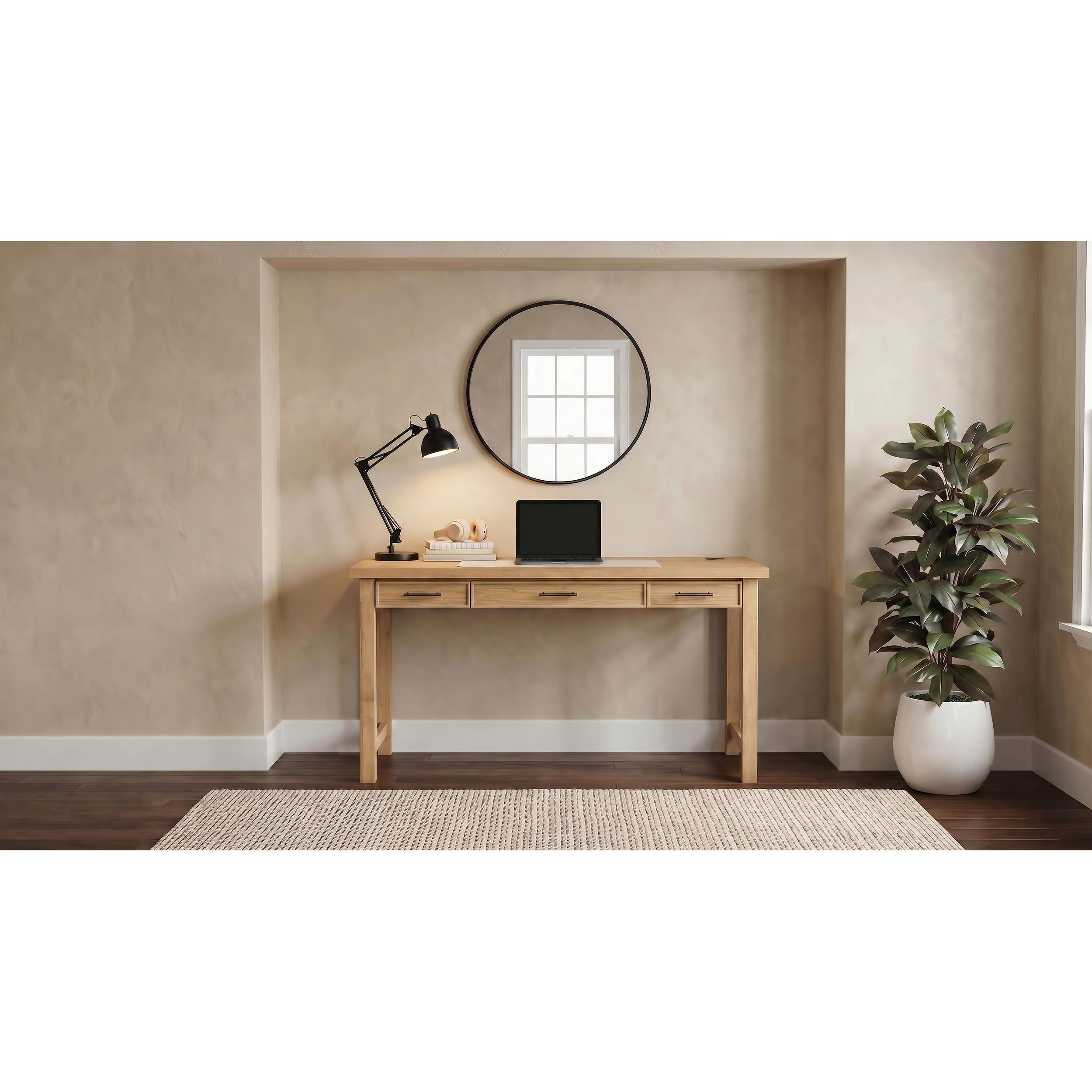  Coaster Furniture Vermes 802061 55-inch 3-drawer Writing Desk with Power Outlet - Light Ash IMAGE 2