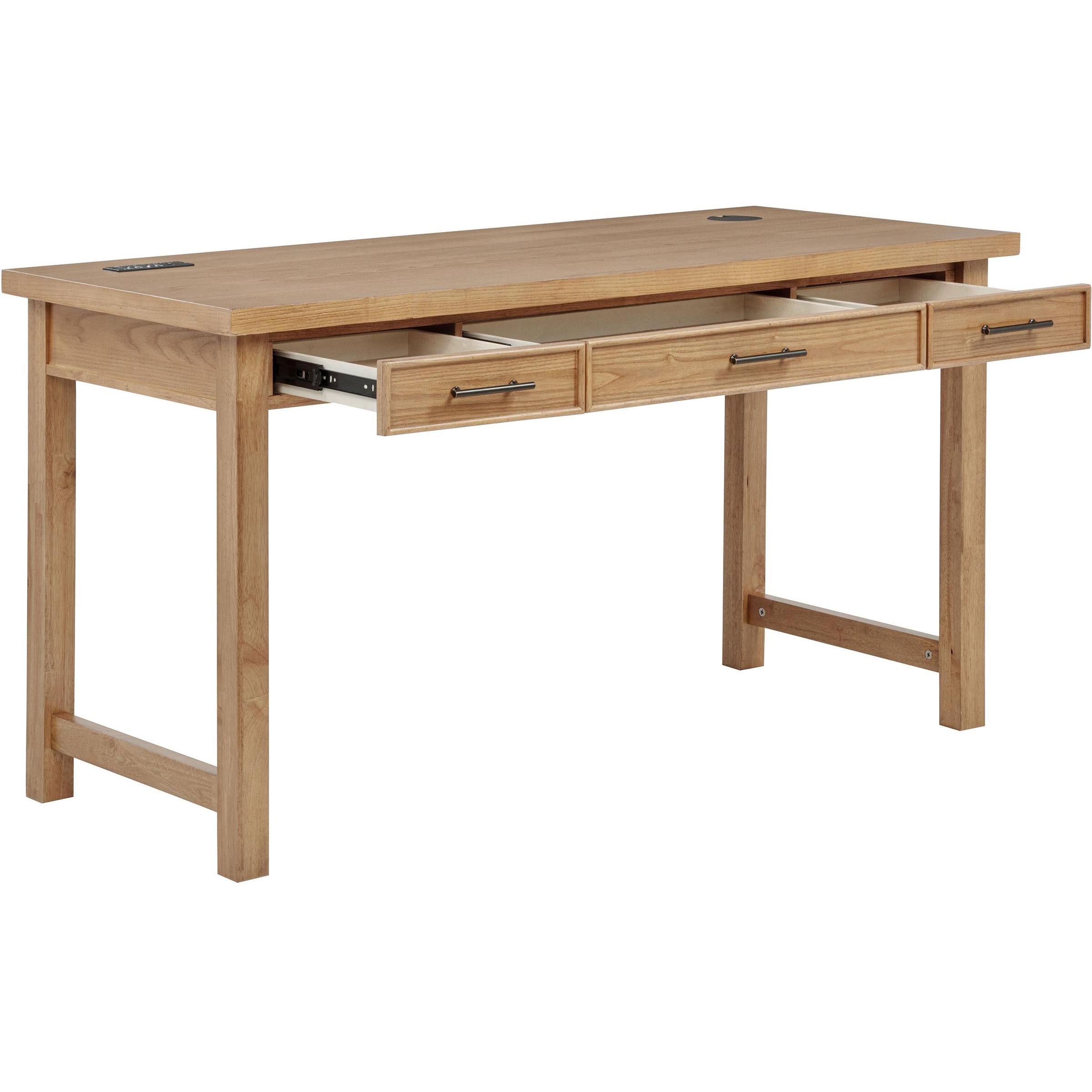  Coaster Furniture Vermes 802061 55-inch 3-drawer Writing Desk with Power Outlet - Light Ash IMAGE 4
