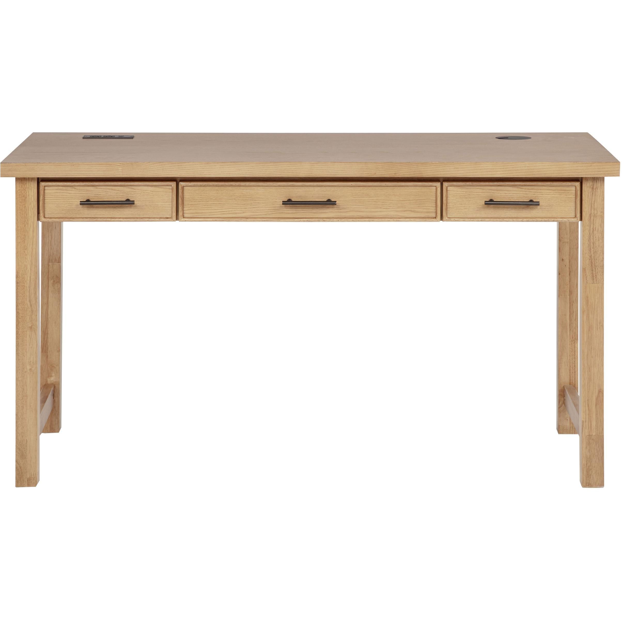  Coaster Furniture Vermes 802061 55-inch 3-drawer Writing Desk with Power Outlet - Light Ash IMAGE 5