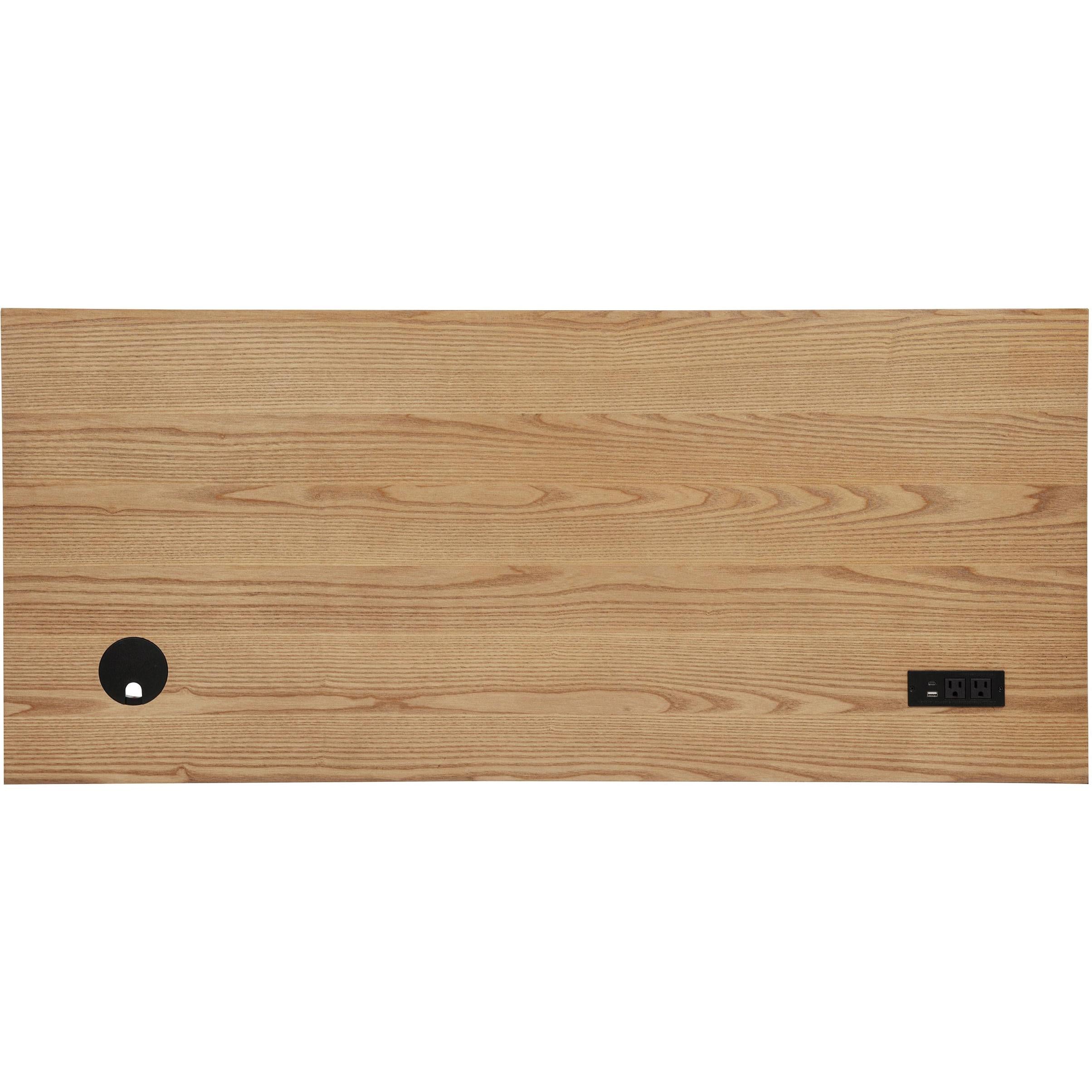  Coaster Furniture Vermes 802061 55-inch 3-drawer Writing Desk with Power Outlet - Light Ash IMAGE 9