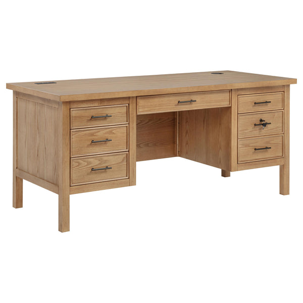 Coaster Furniture Vermes 802062 66-inch 7-drawer Computer Desk with Power Outlet - Light Ash