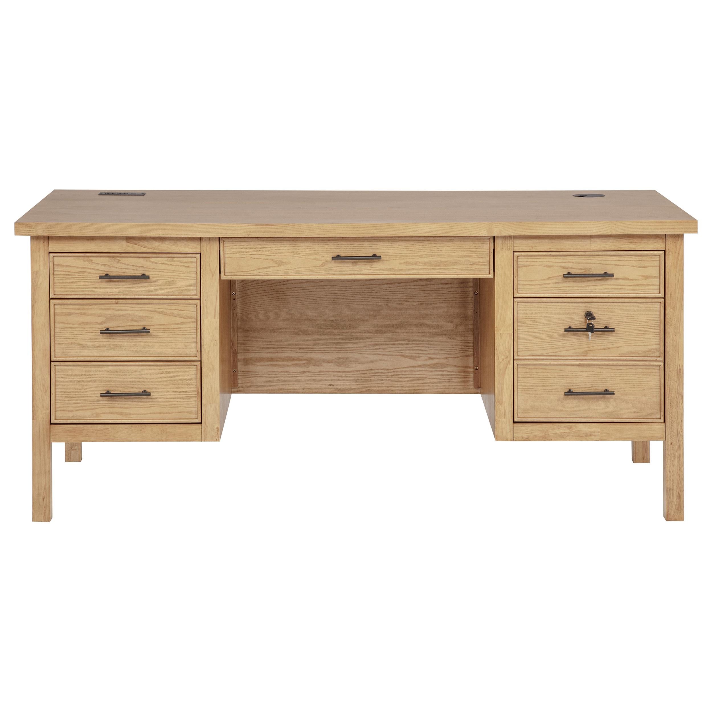  Coaster Furniture Vermes 802062 66-inch 7-drawer Computer Desk with Power Outlet - Light Ash IMAGE 3