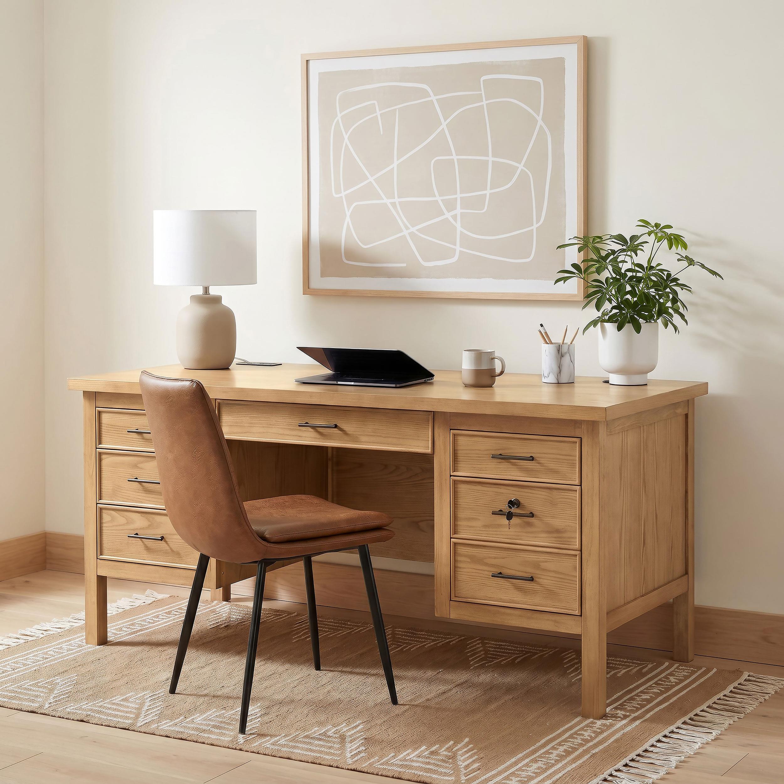  Coaster Furniture Vermes 802062 66-inch 7-drawer Computer Desk with Power Outlet - Light Ash IMAGE 7
