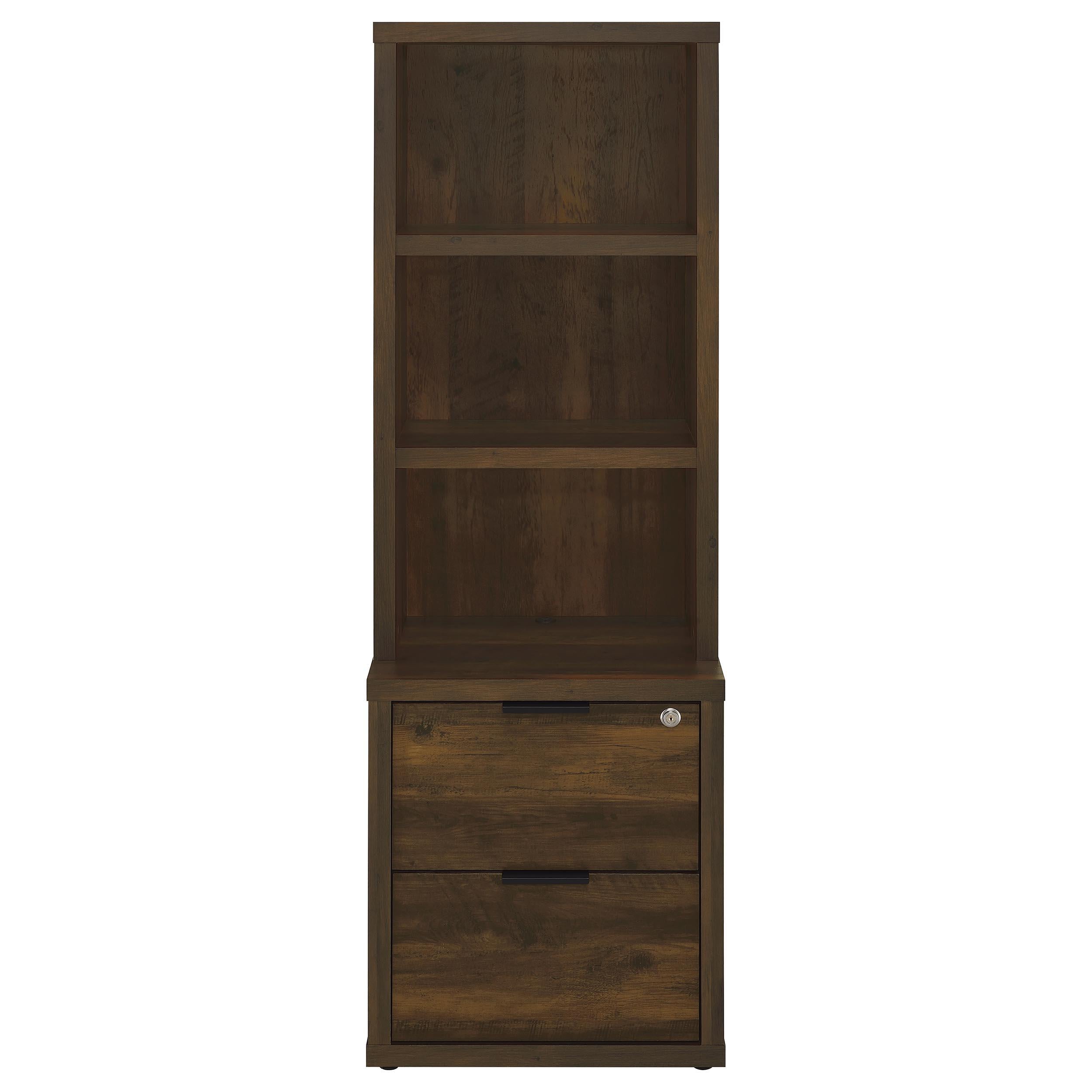  Coaster Furniture Westpark 802713 3-shelf Bookcase USB and Lockable Drawer - Dark Pine IMAGE 10