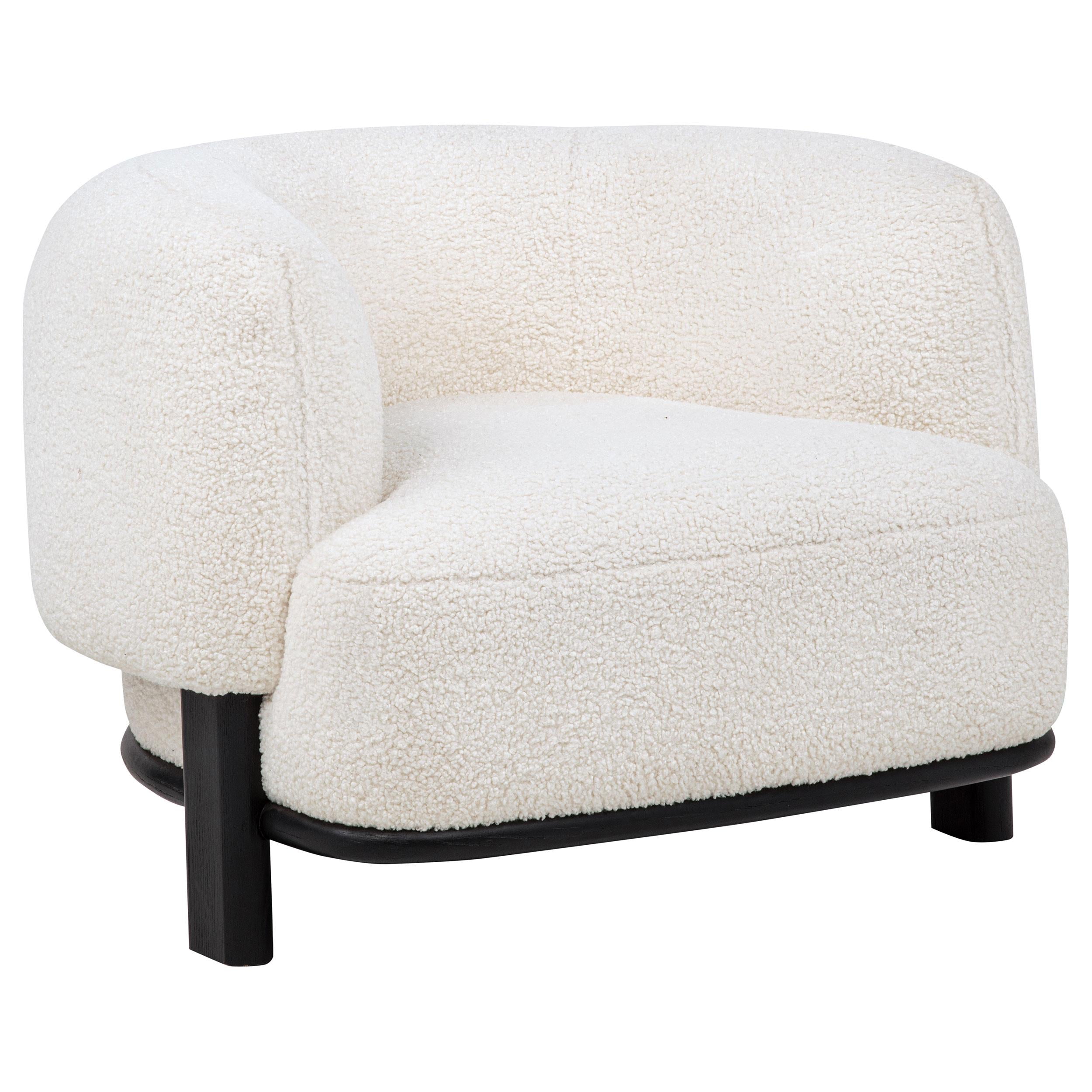 Coaster Furniture Lawler 901372 Upholstered Barrel Back Accent Chair - Ivory/Black IMAGE 1