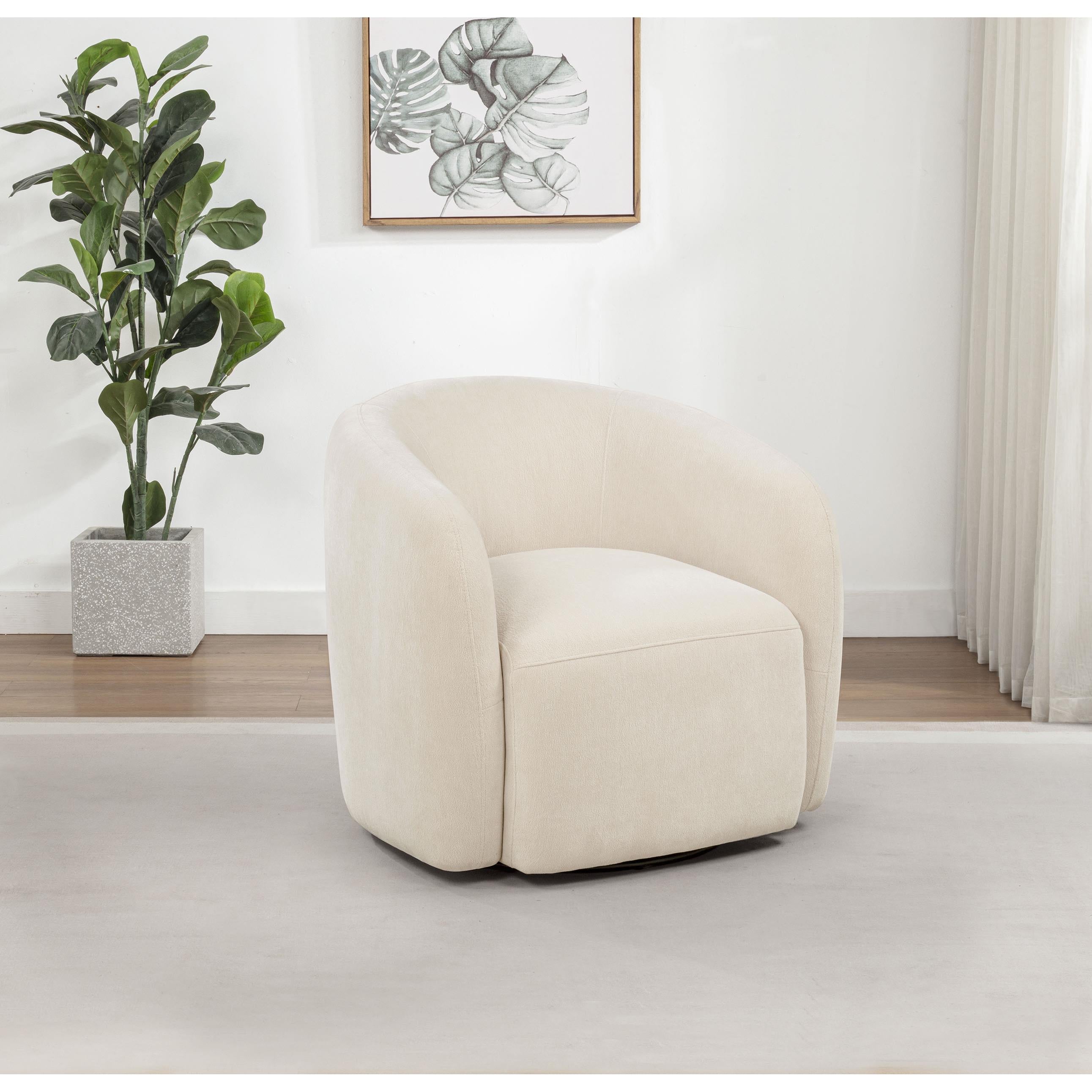  Coaster Furniture Gerley 902473 Chenille Upholstered Swivel Accent Chair - Beige IMAGE 5