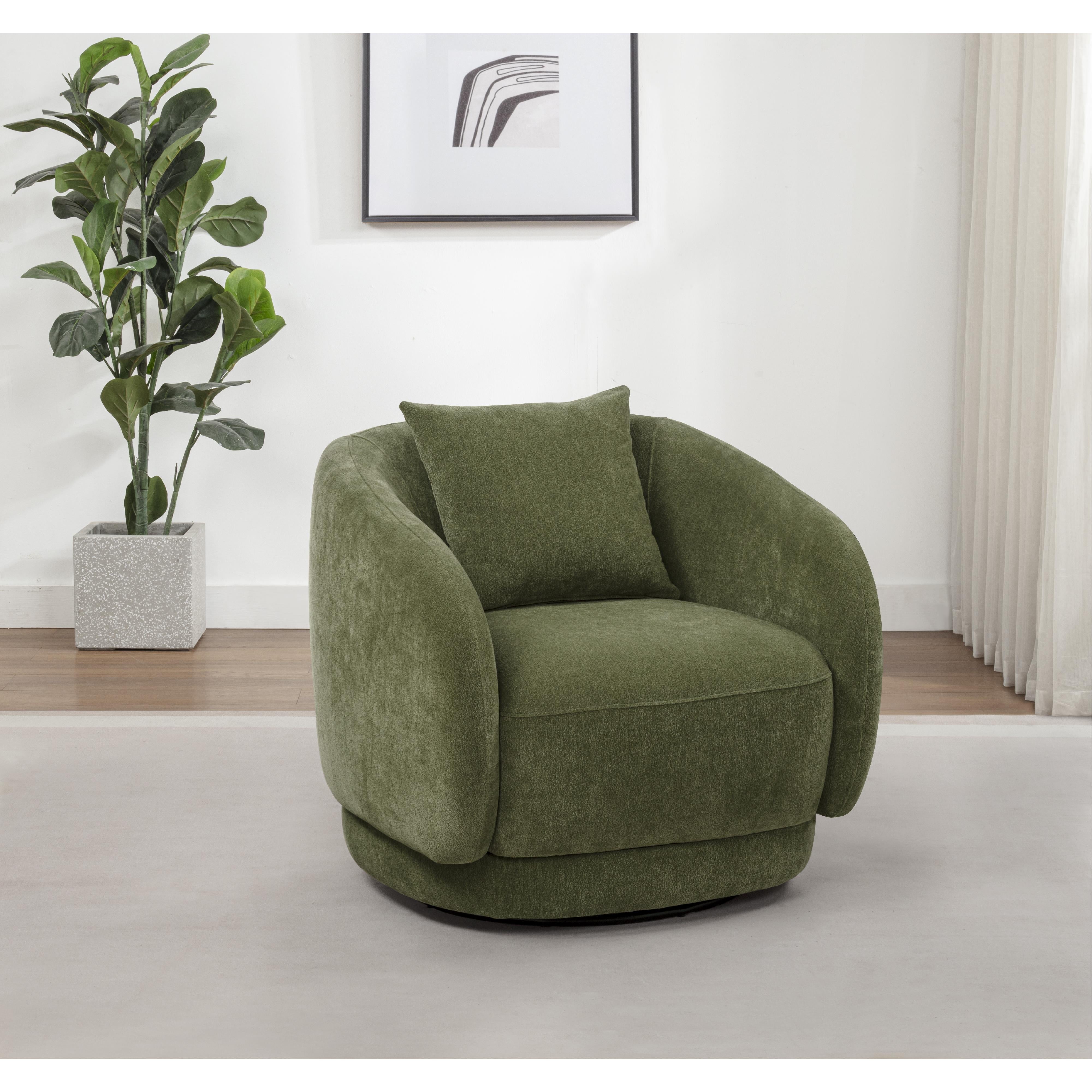  Coaster Furniture Arnaud 902487 Chenille Upholstered Swivel Accent Chair - Green IMAGE 5