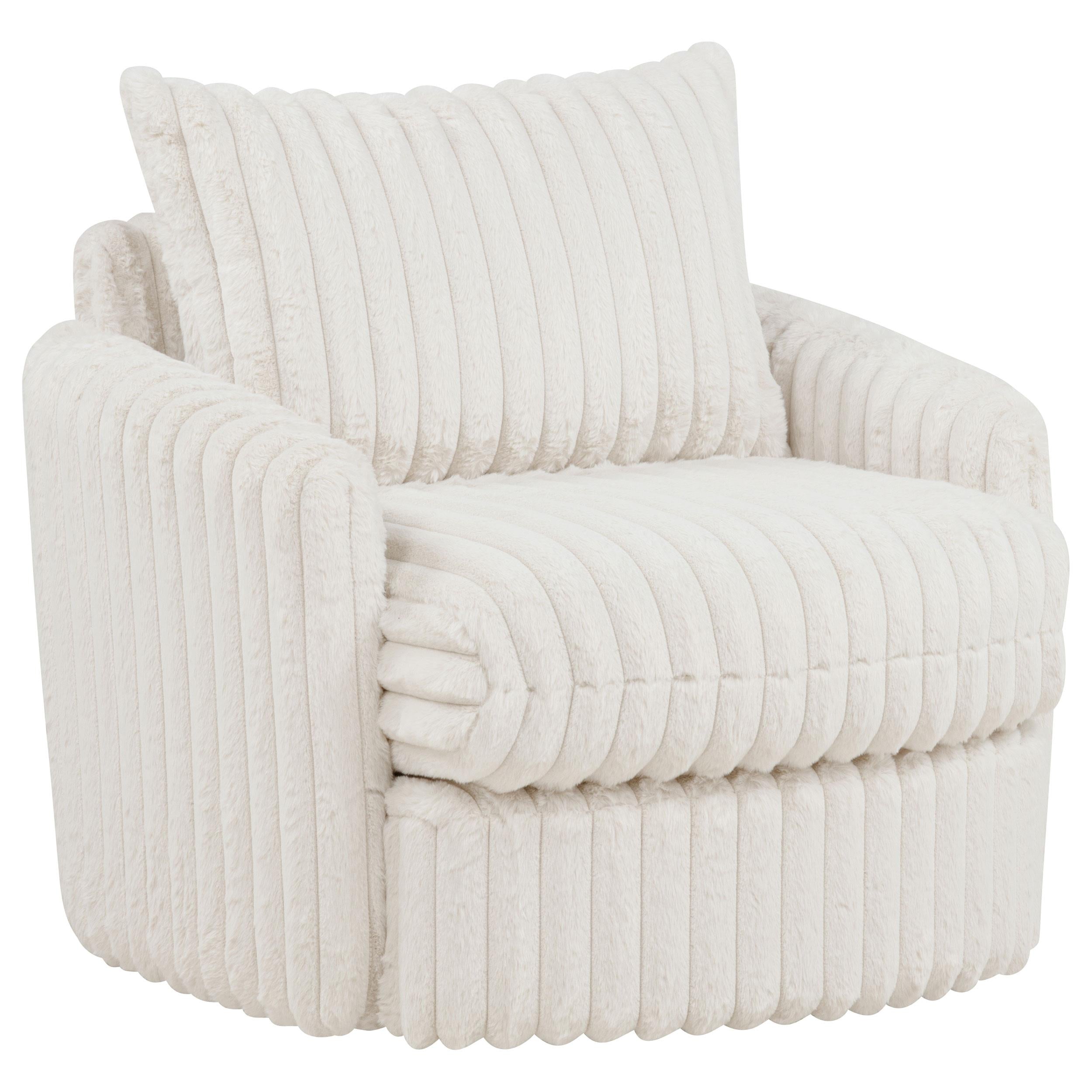  Coaster Furniture Sarco 902541 Corduroy Upholstered Swivel Accent Arm Chair - Ivory IMAGE 2