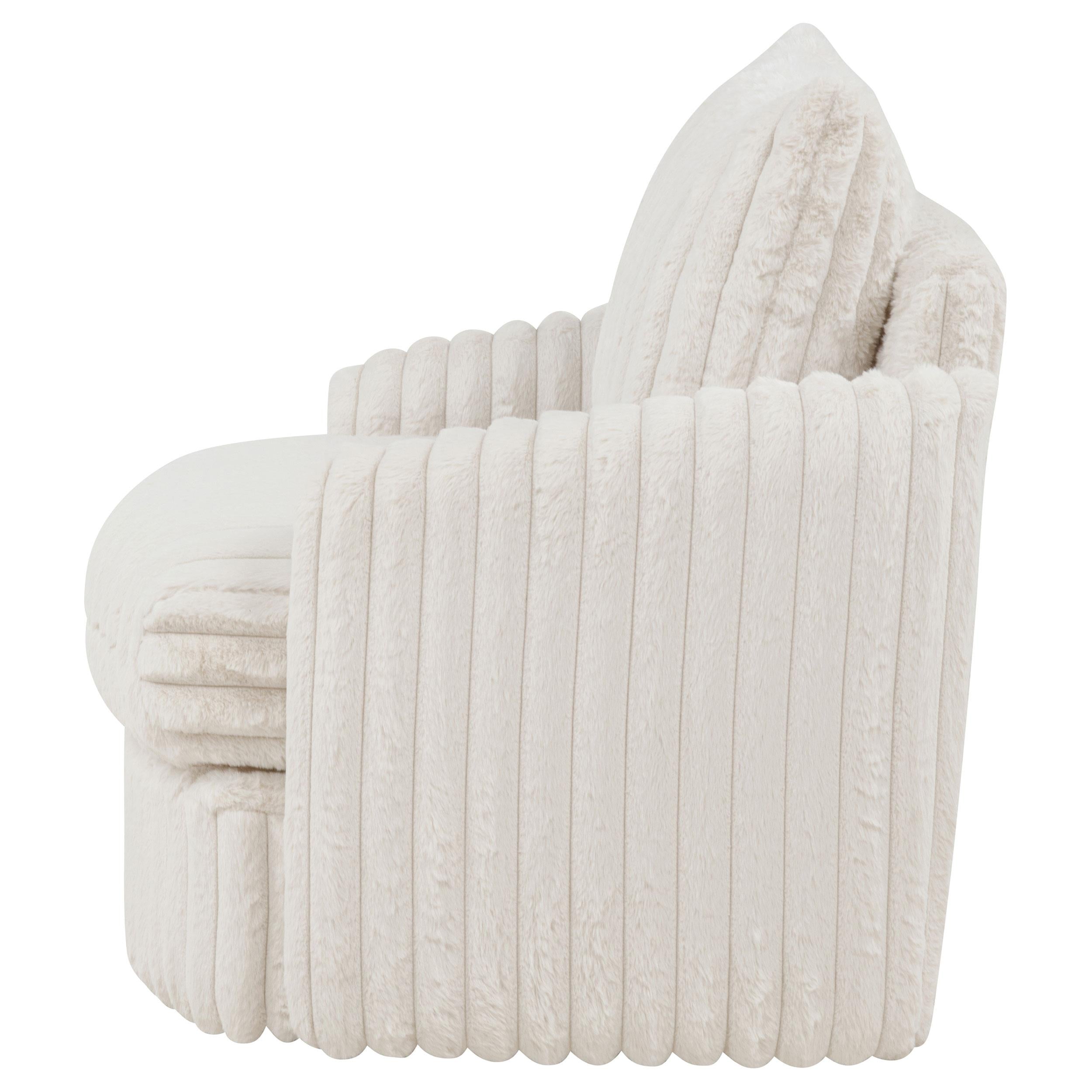  Coaster Furniture Sarco 902541 Corduroy Upholstered Swivel Accent Arm Chair - Ivory IMAGE 4