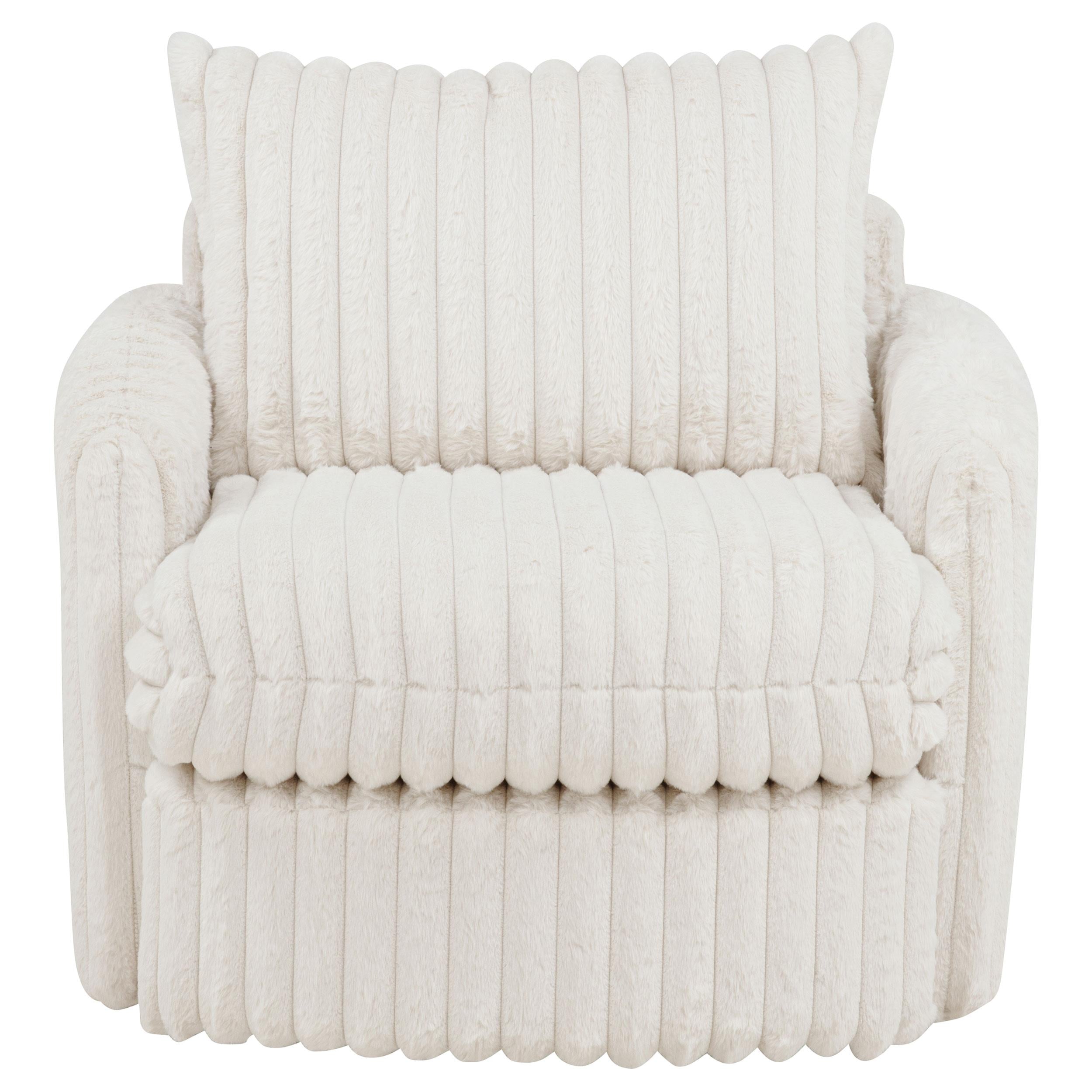  Coaster Furniture Sarco 902541 Corduroy Upholstered Swivel Accent Arm Chair - Ivory IMAGE 9
