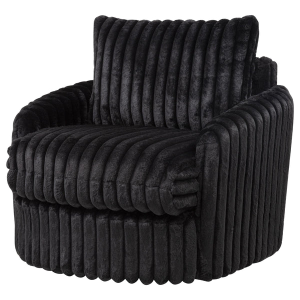 Coaster Furniture Sarco 902542 Corduroy Upholstered Swivel Accent Arm Chair - Black