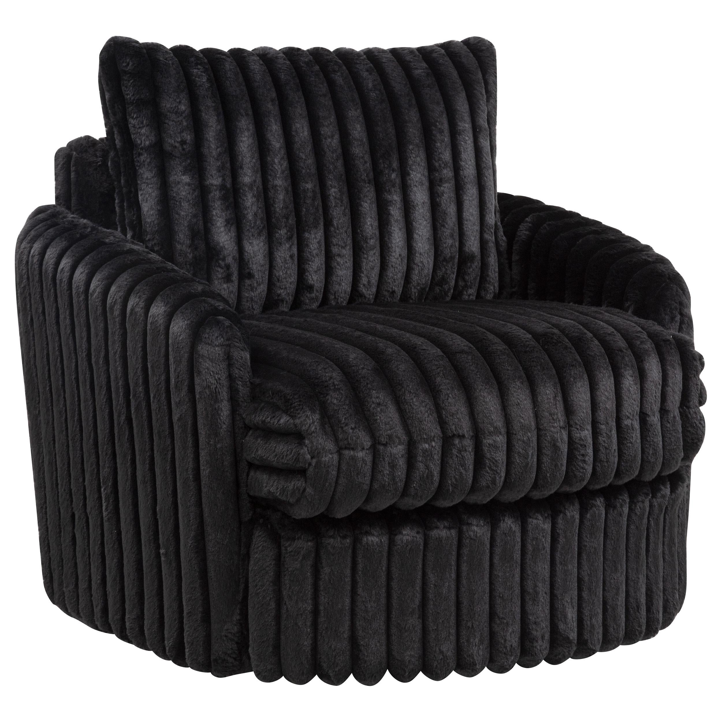  Coaster Furniture Sarco 902542 Corduroy Upholstered Swivel Accent Arm Chair - Black IMAGE 2