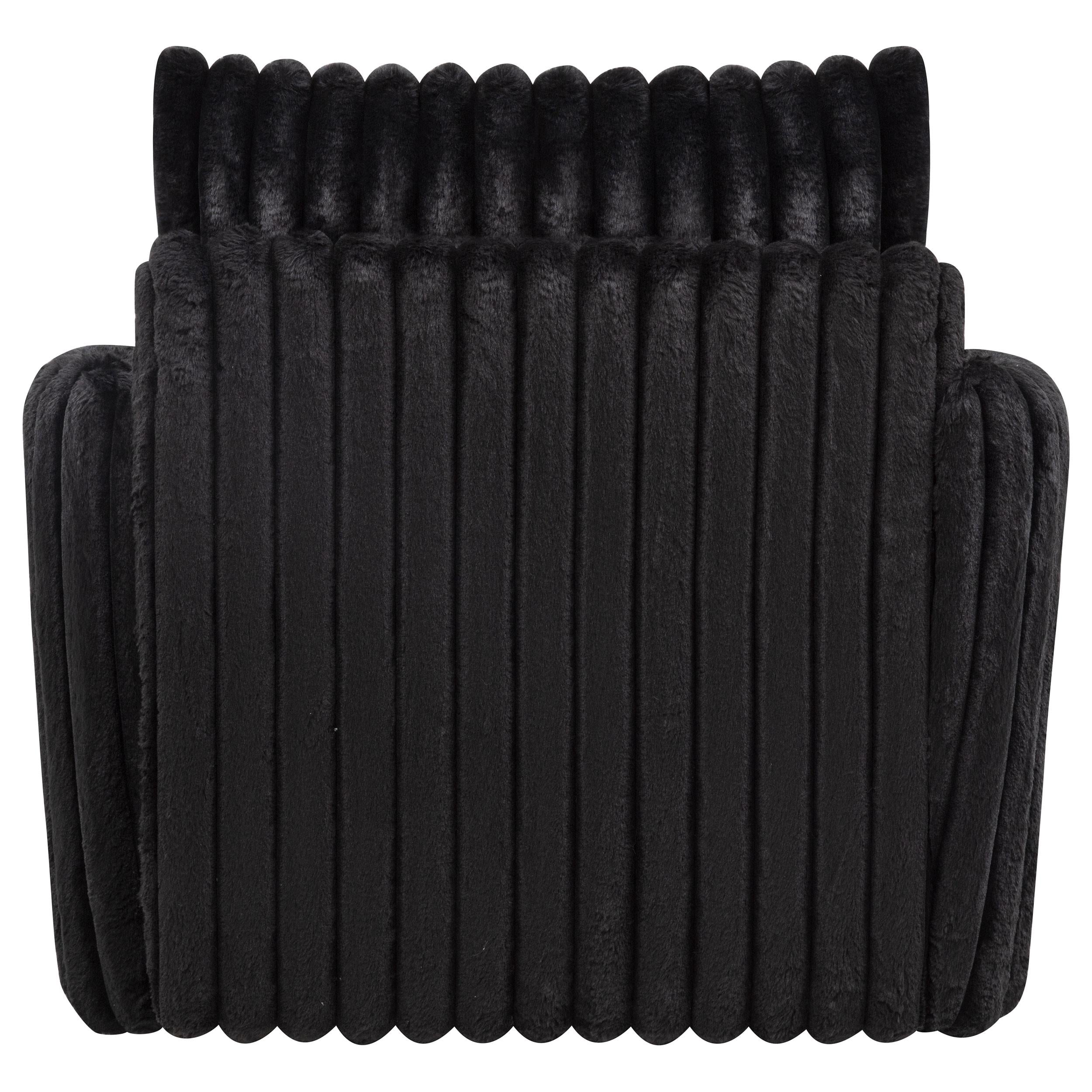  Coaster Furniture Sarco 902542 Corduroy Upholstered Swivel Accent Arm Chair - Black IMAGE 3