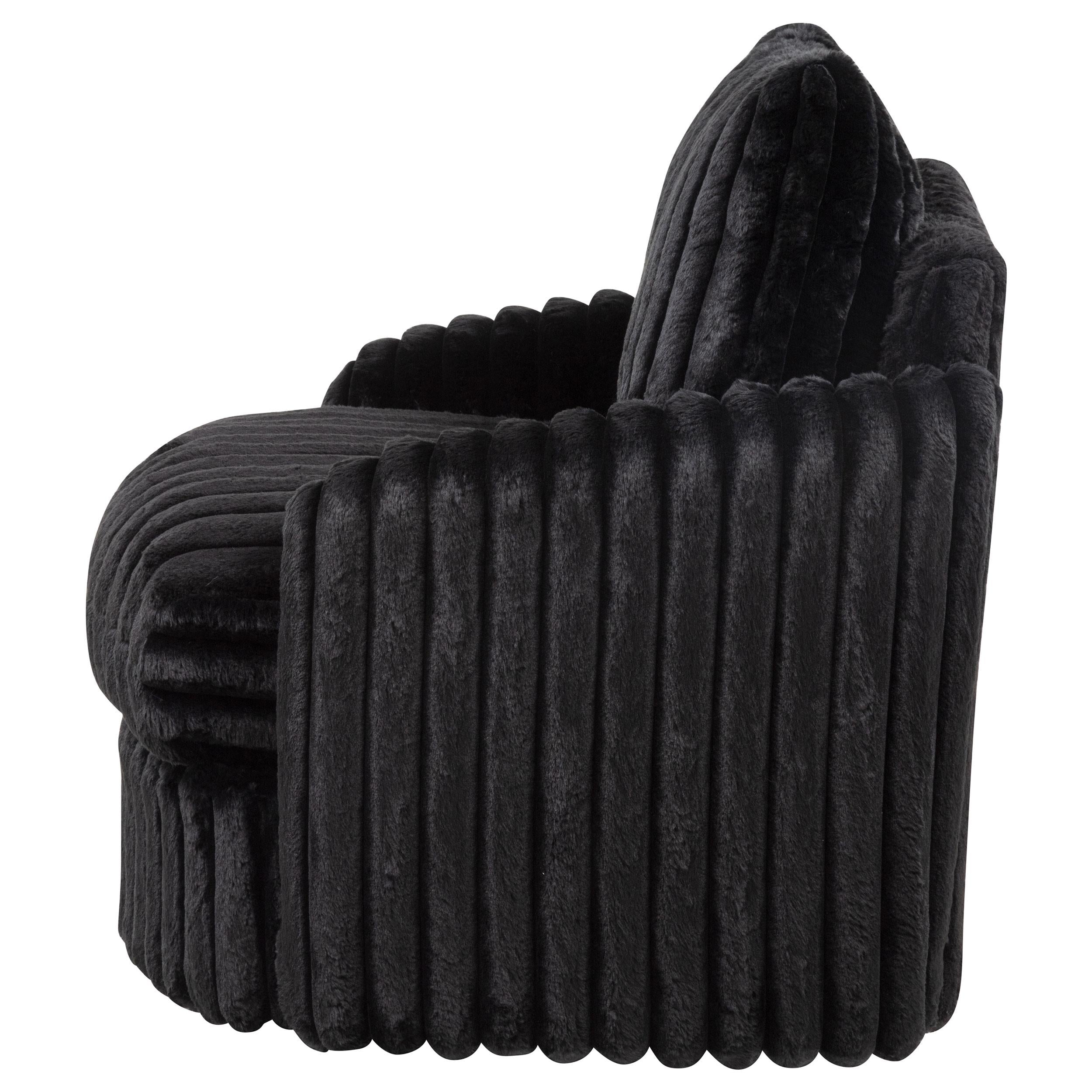  Coaster Furniture Sarco 902542 Corduroy Upholstered Swivel Accent Arm Chair - Black IMAGE 4