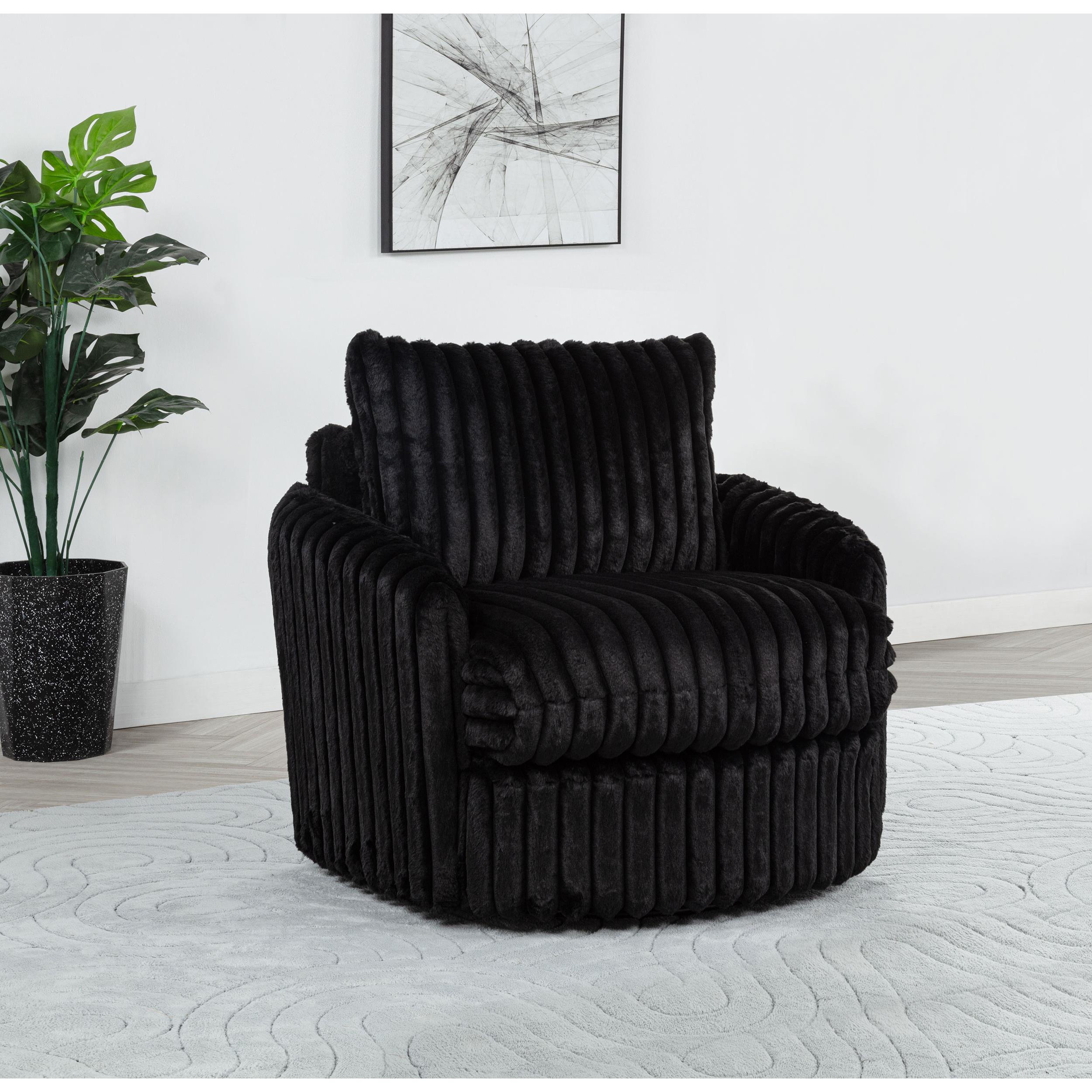  Coaster Furniture Sarco 902542 Corduroy Upholstered Swivel Accent Arm Chair - Black IMAGE 5