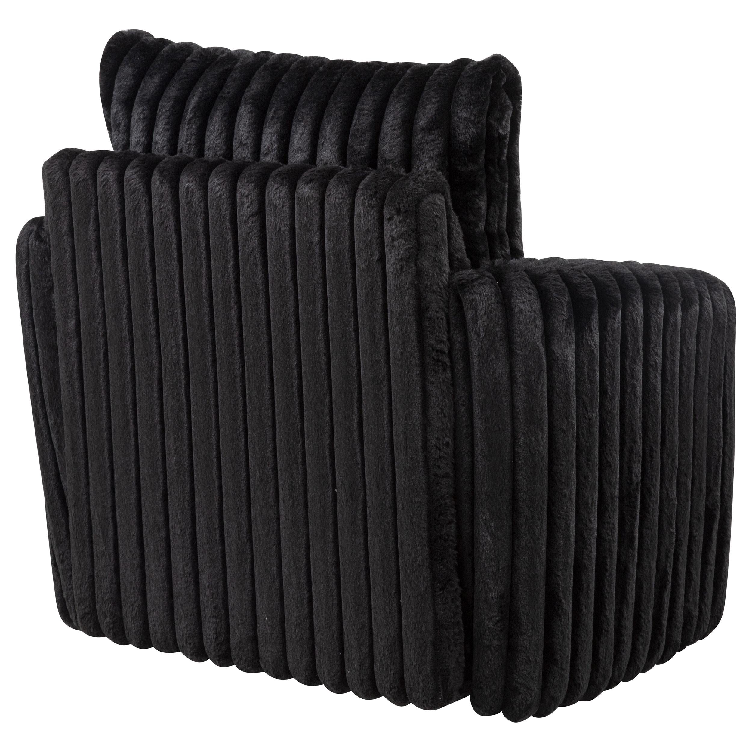  Coaster Furniture Sarco 902542 Corduroy Upholstered Swivel Accent Arm Chair - Black IMAGE 6