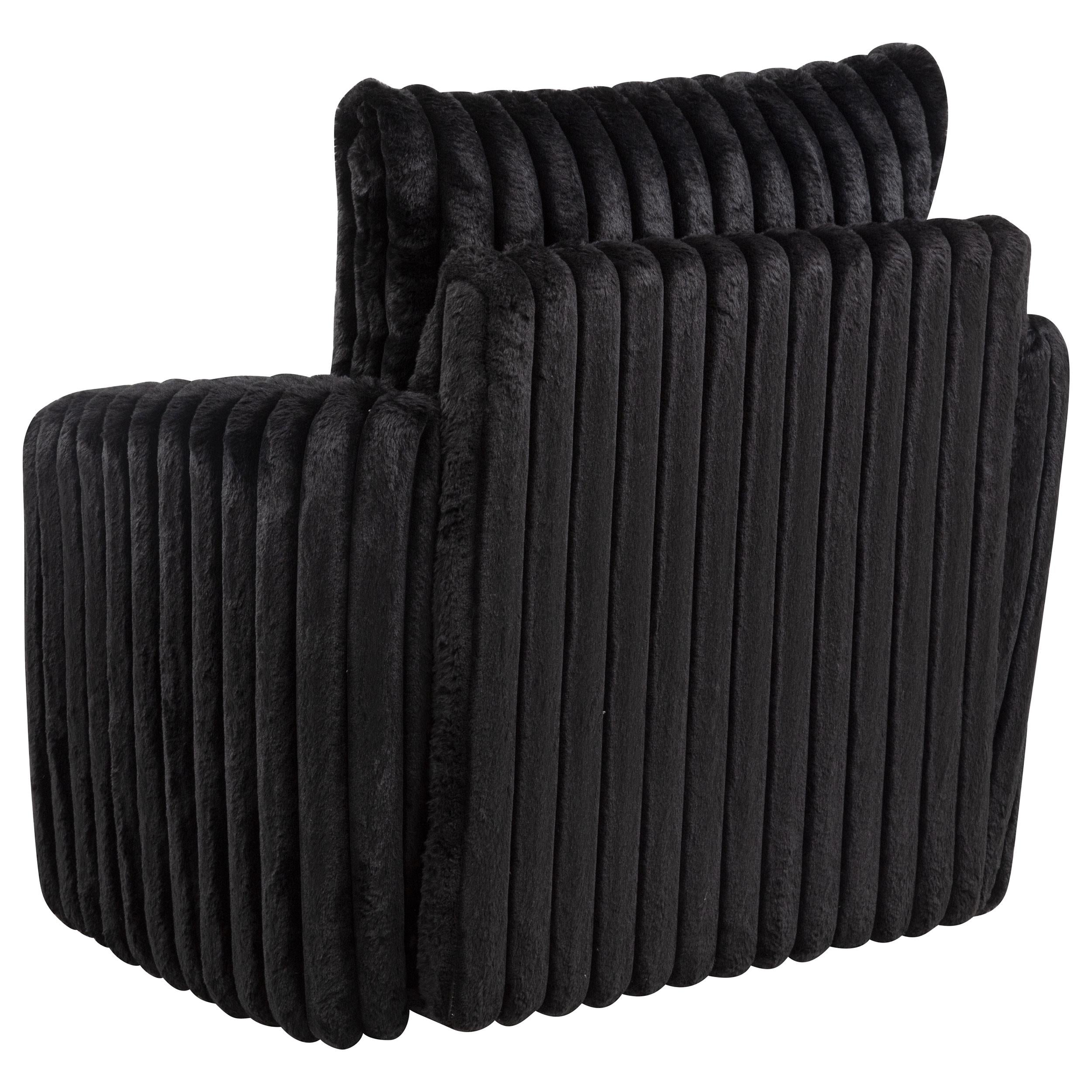  Coaster Furniture Sarco 902542 Corduroy Upholstered Swivel Accent Arm Chair - Black IMAGE 7