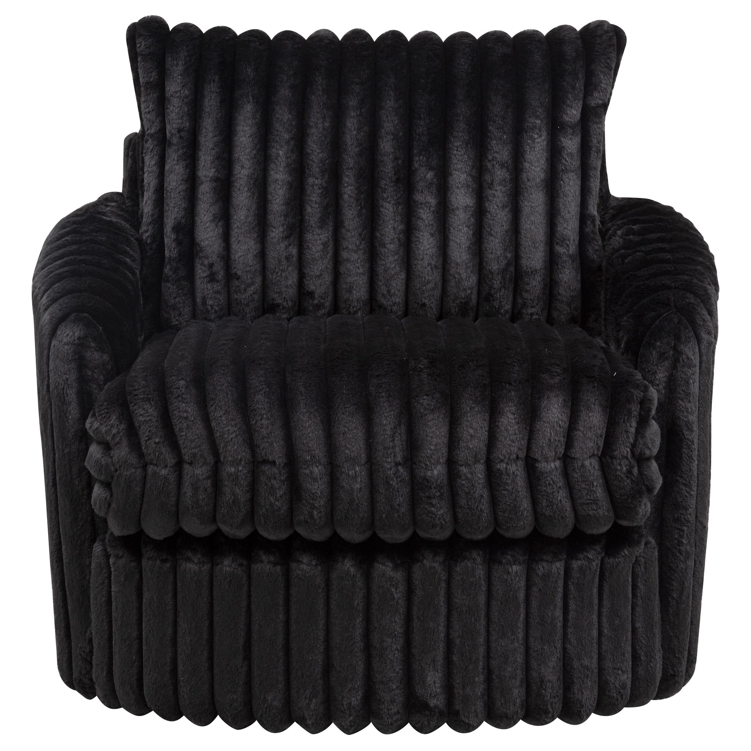  Coaster Furniture Sarco 902542 Corduroy Upholstered Swivel Accent Arm Chair - Black IMAGE 8