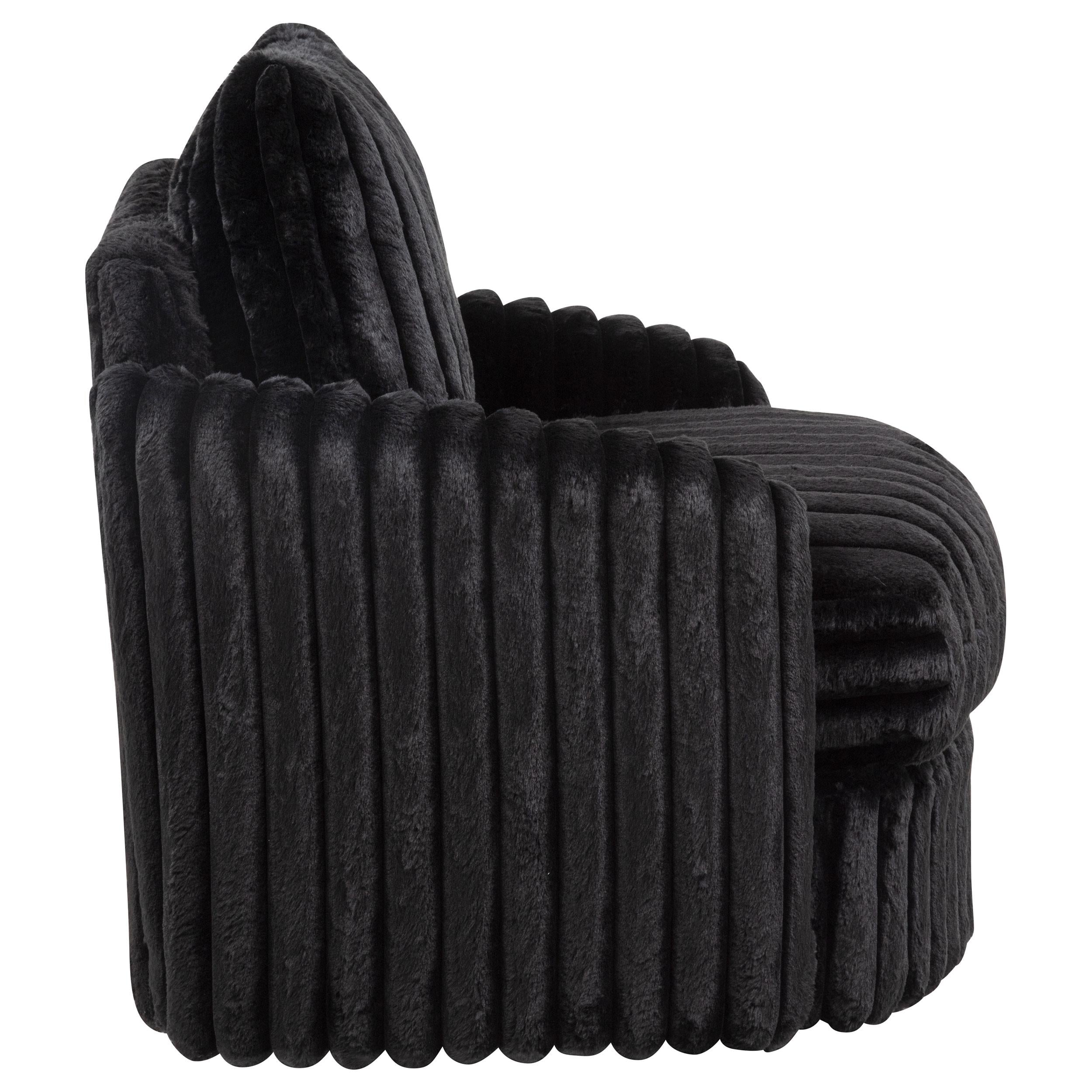  Coaster Furniture Sarco 902542 Corduroy Upholstered Swivel Accent Arm Chair - Black IMAGE 9