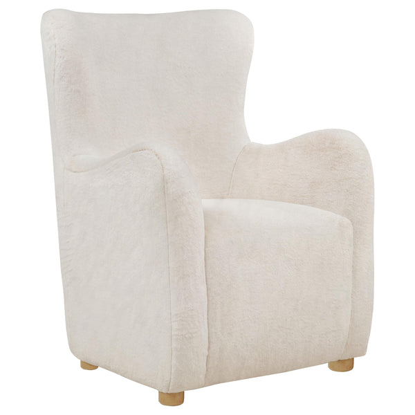 Coaster Furniture Thornton 903175 Faux Fur Upholstered Wingback Lounge Accent Chair - Ivory